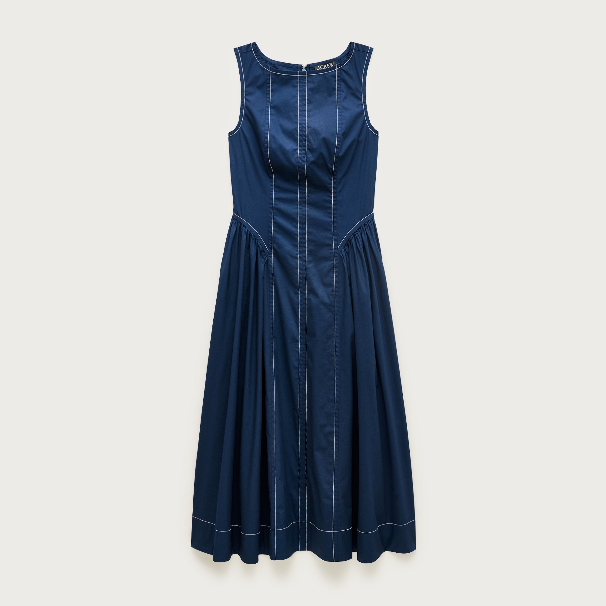 Contrast-stitch midi dress in cotton-blend poplin from J.Crew - $198