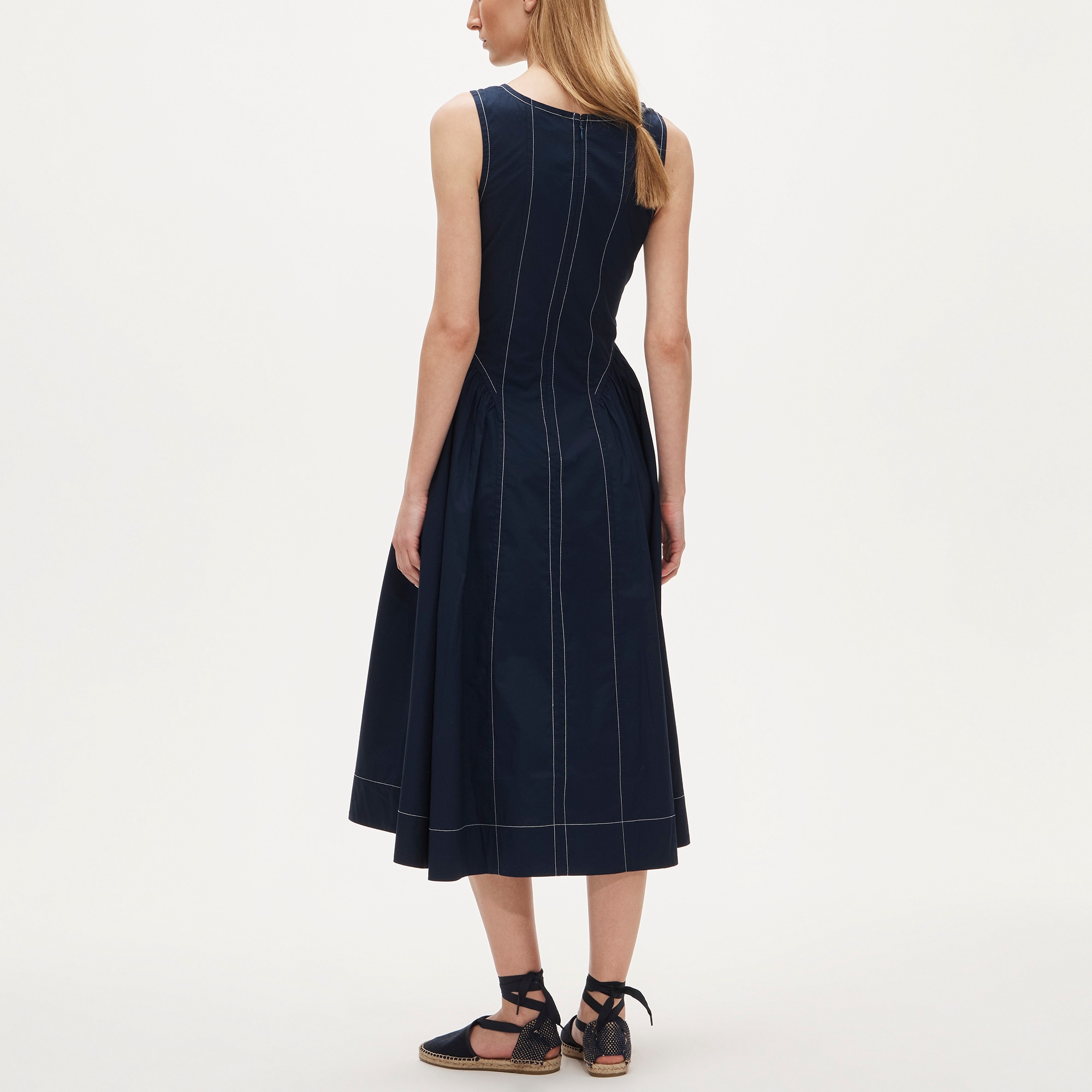 Contrast-stitch midi dress in cotton-blend poplin - image 4