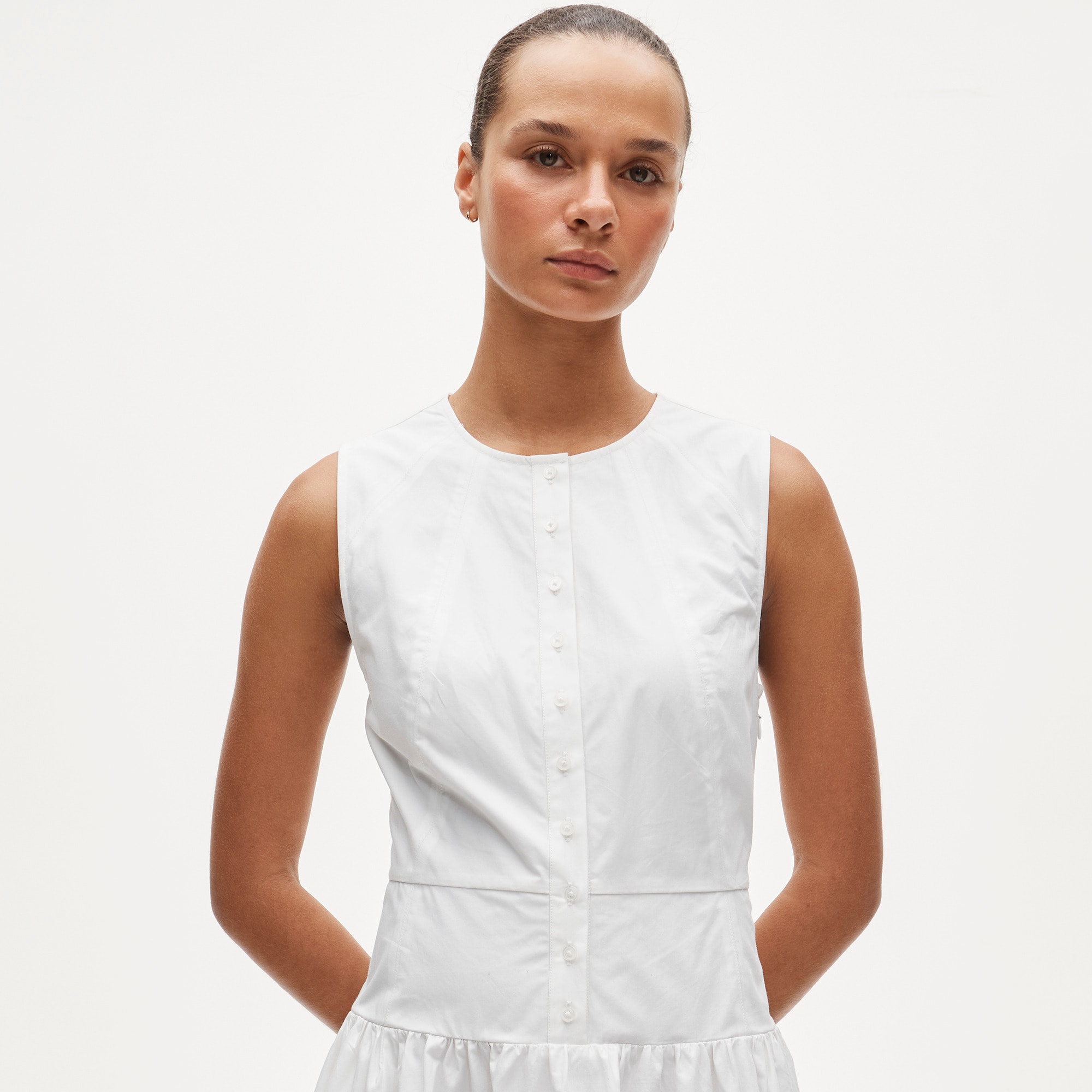 Button-front dress in cotton poplin - image 3