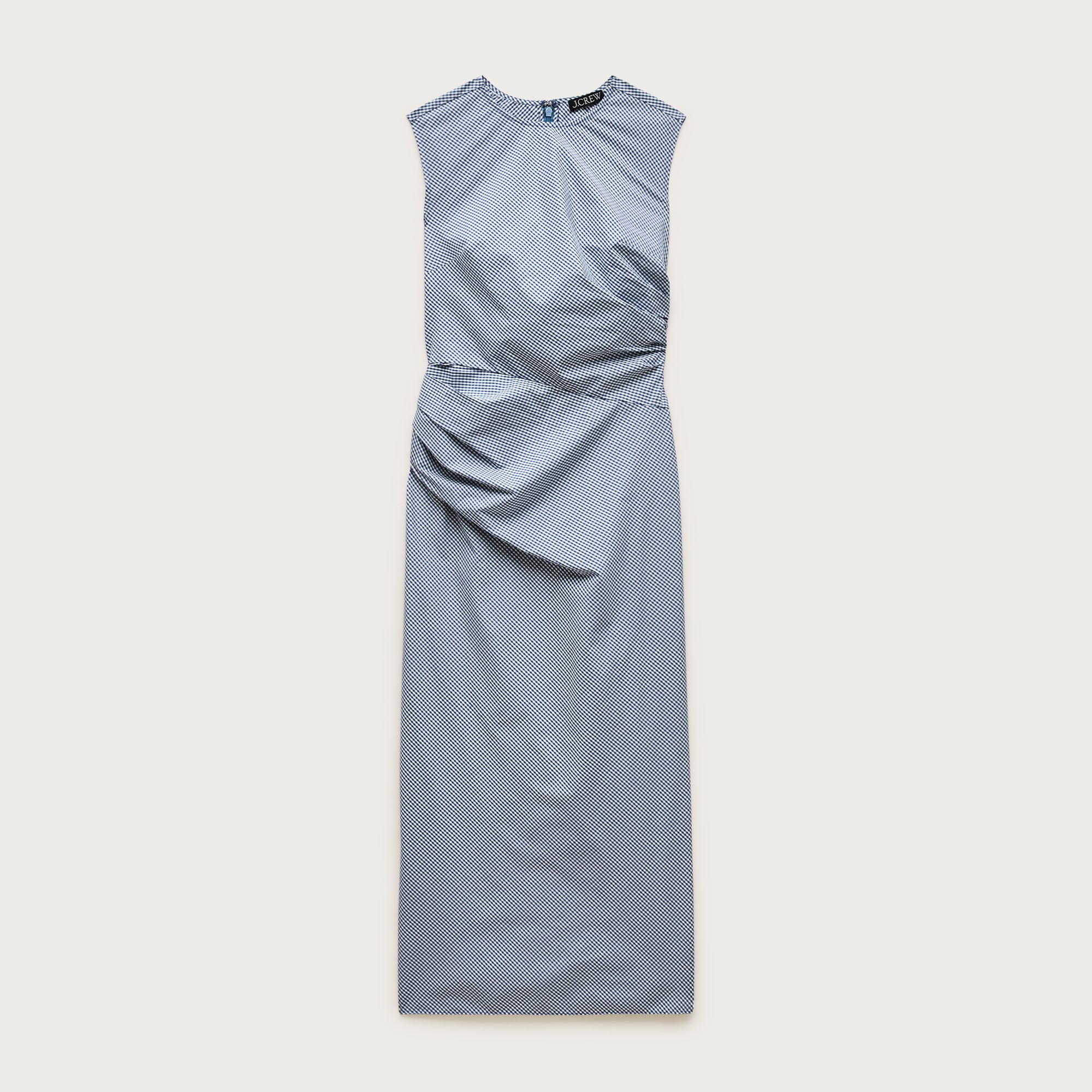 Ruched midi dress in stretch cotton-blend poplin