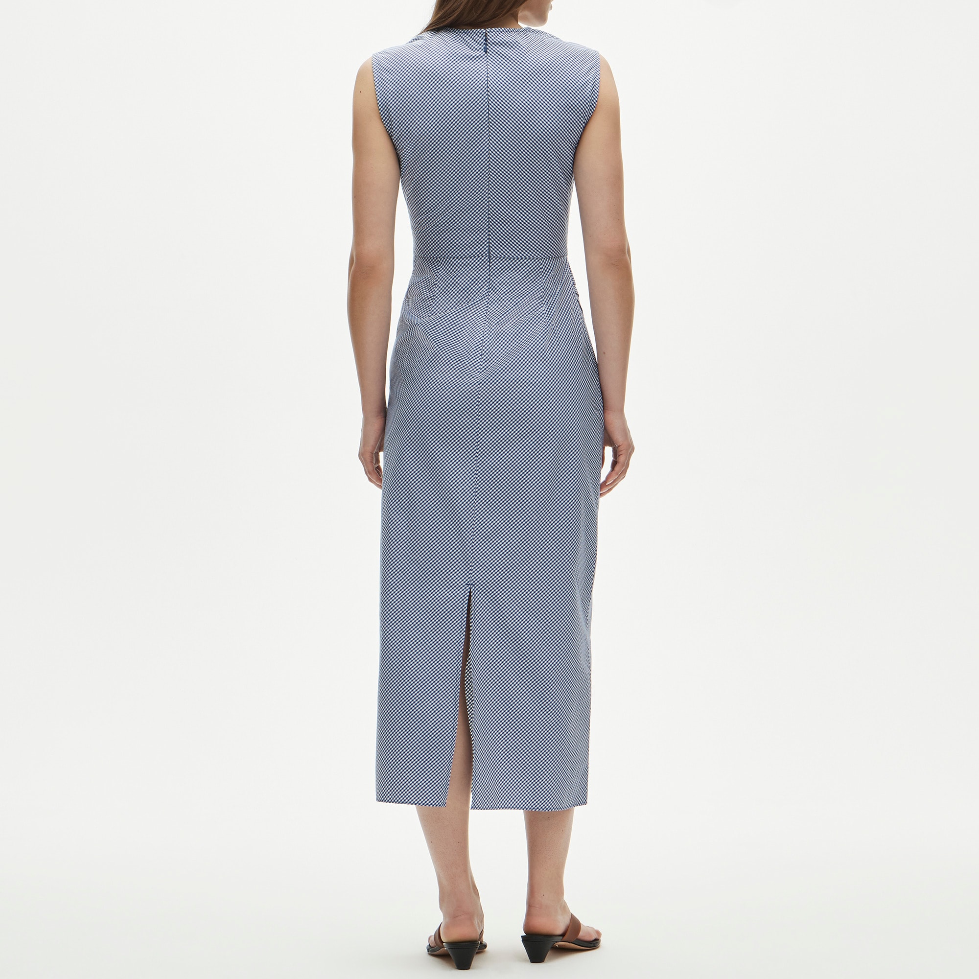 Ruched midi dress in stretch cotton-blend poplin - image 4