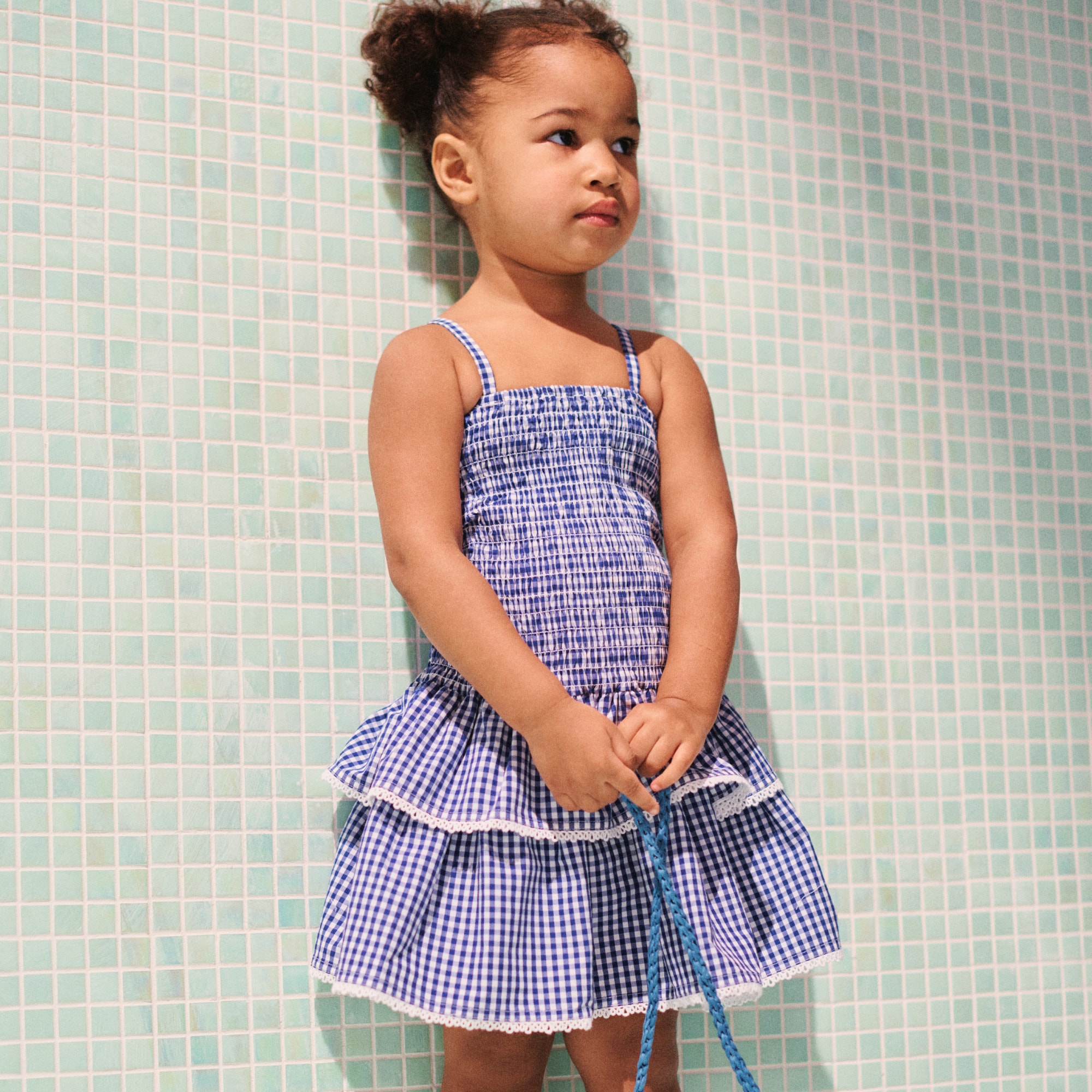 princess polly baby blue dress Women's Suspender Tie-Dye Hollow Dress main image 0