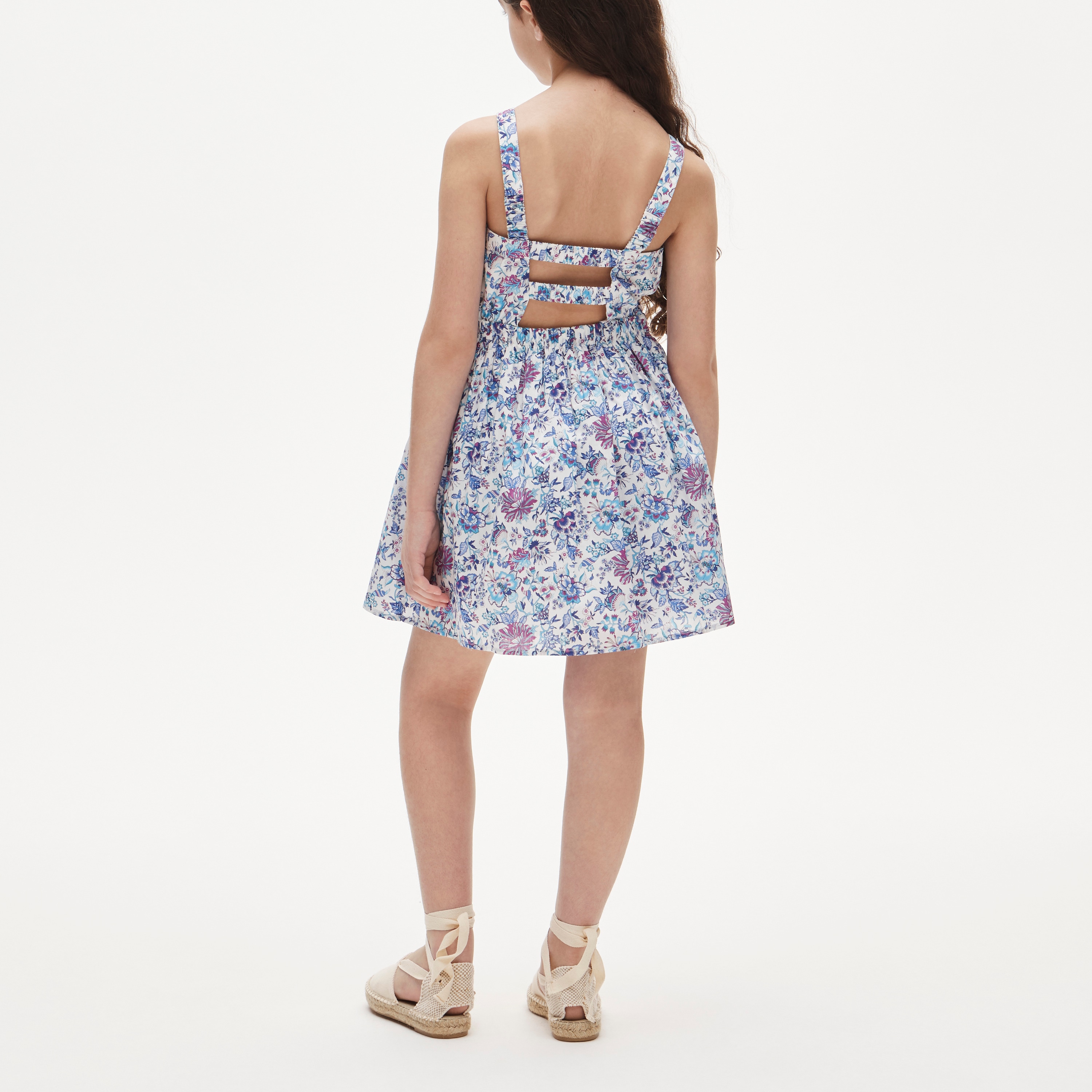 j crew blue flower dress Girls Chest Pocket Collared Vegan Dress