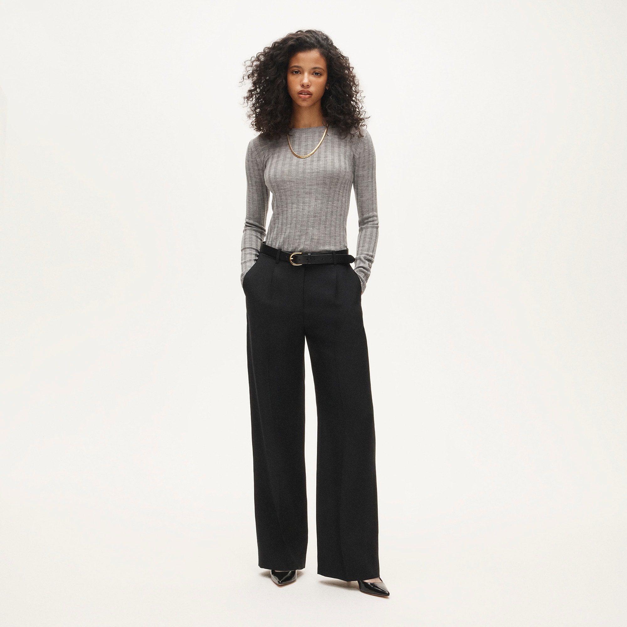 Essential wide-leg pant in luster canvas