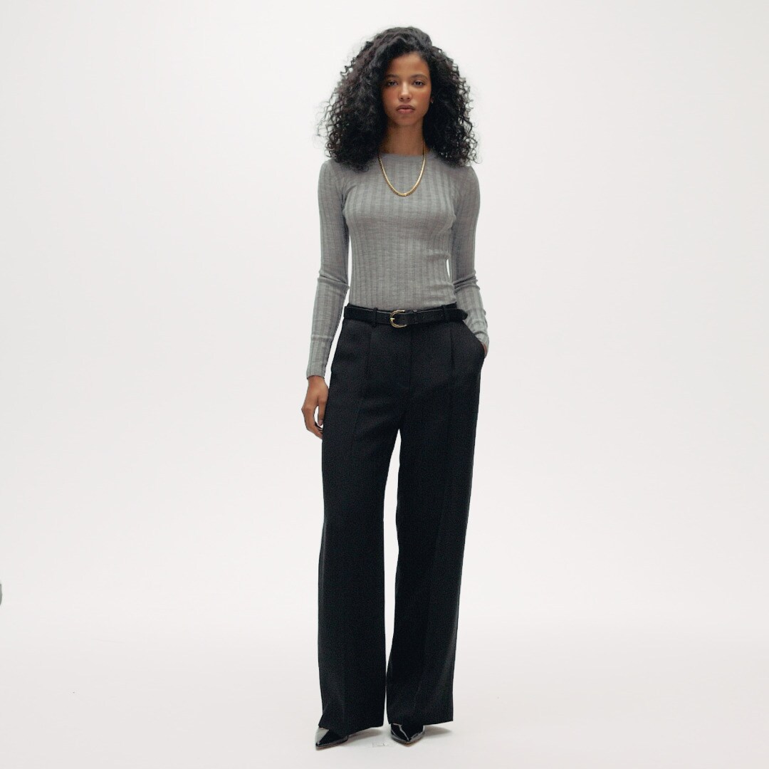 Essential wide-leg pant in luster canvas