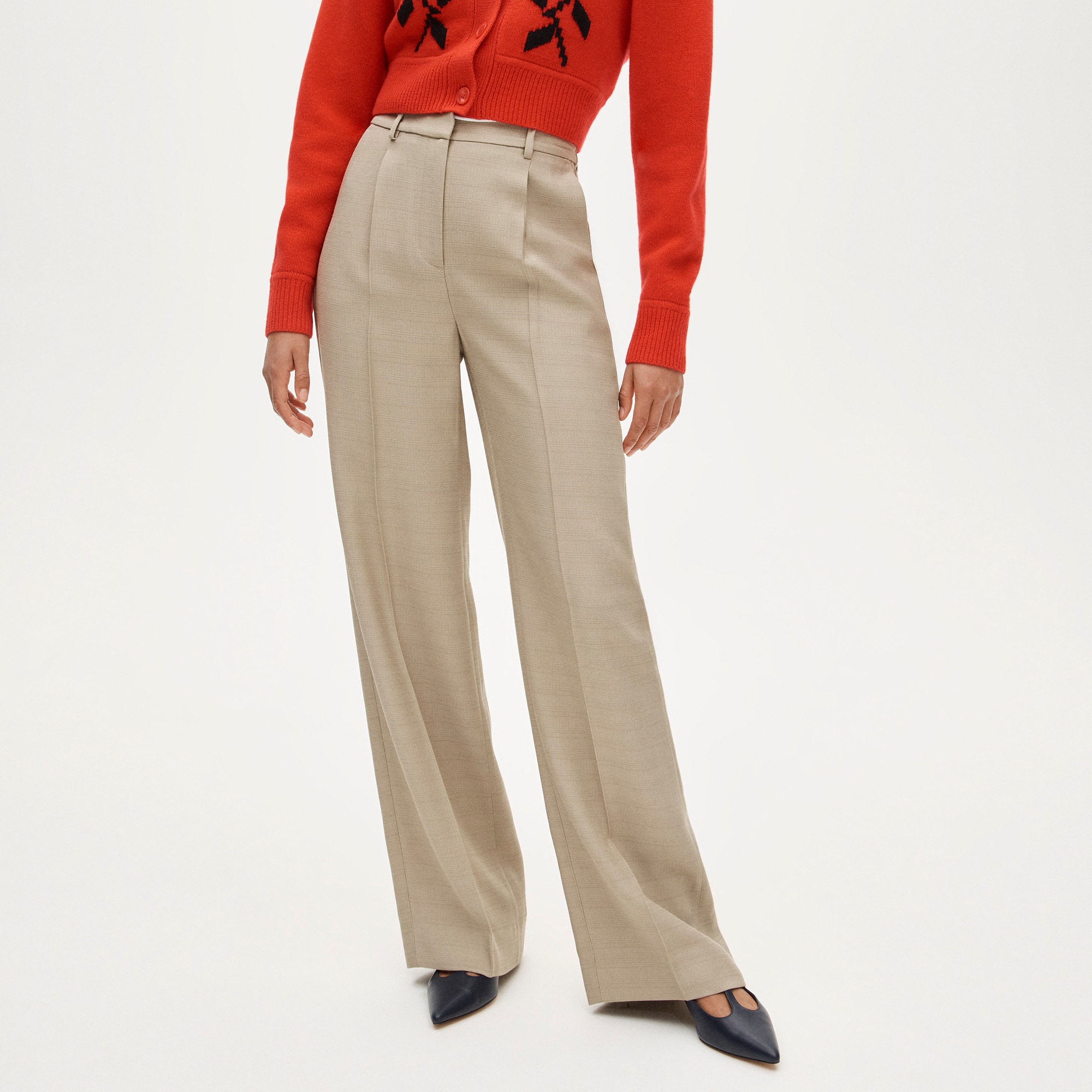 Essential wide-leg pant in luster canvas - image 3