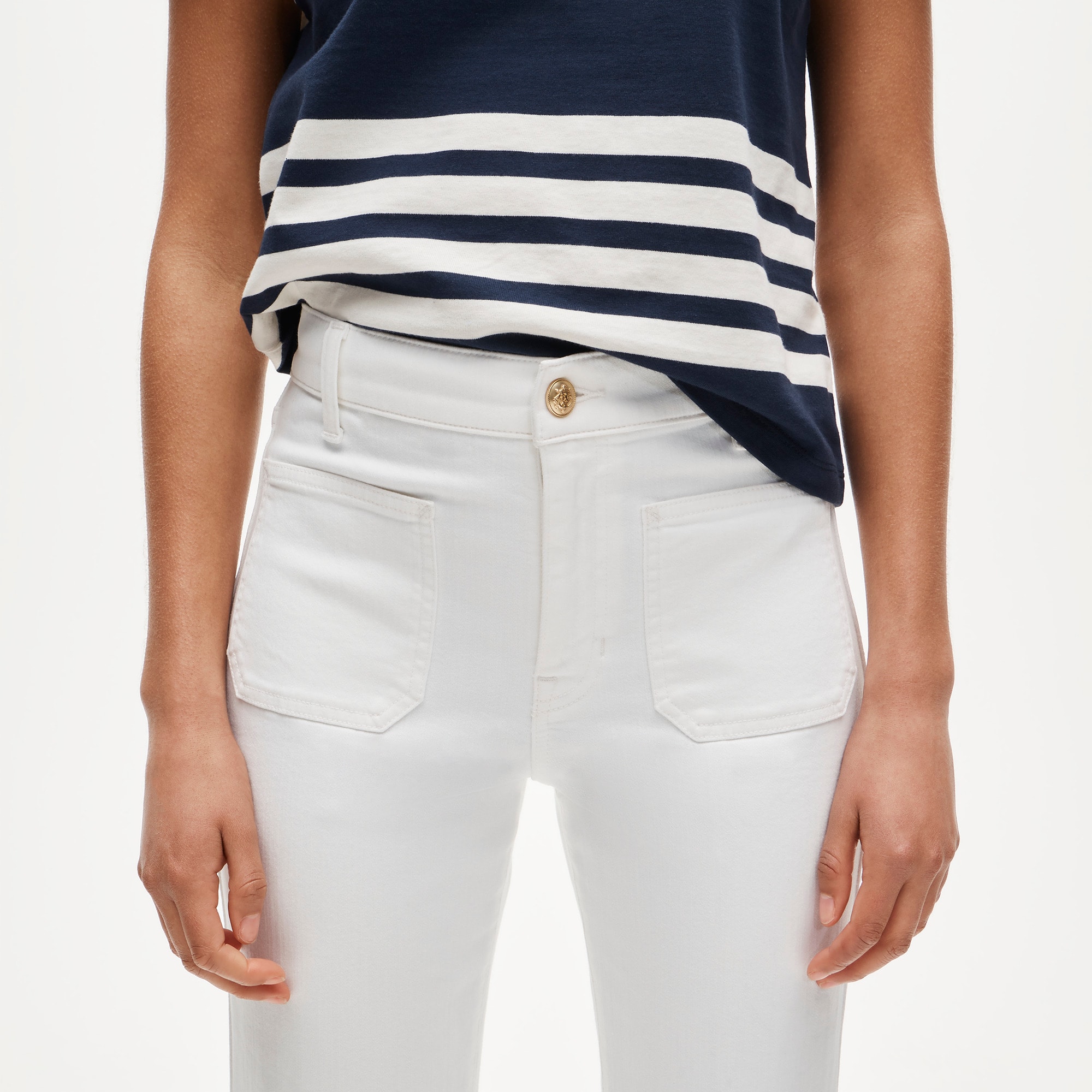 Charley kickout cropped jean in super-stretch with patch pockets