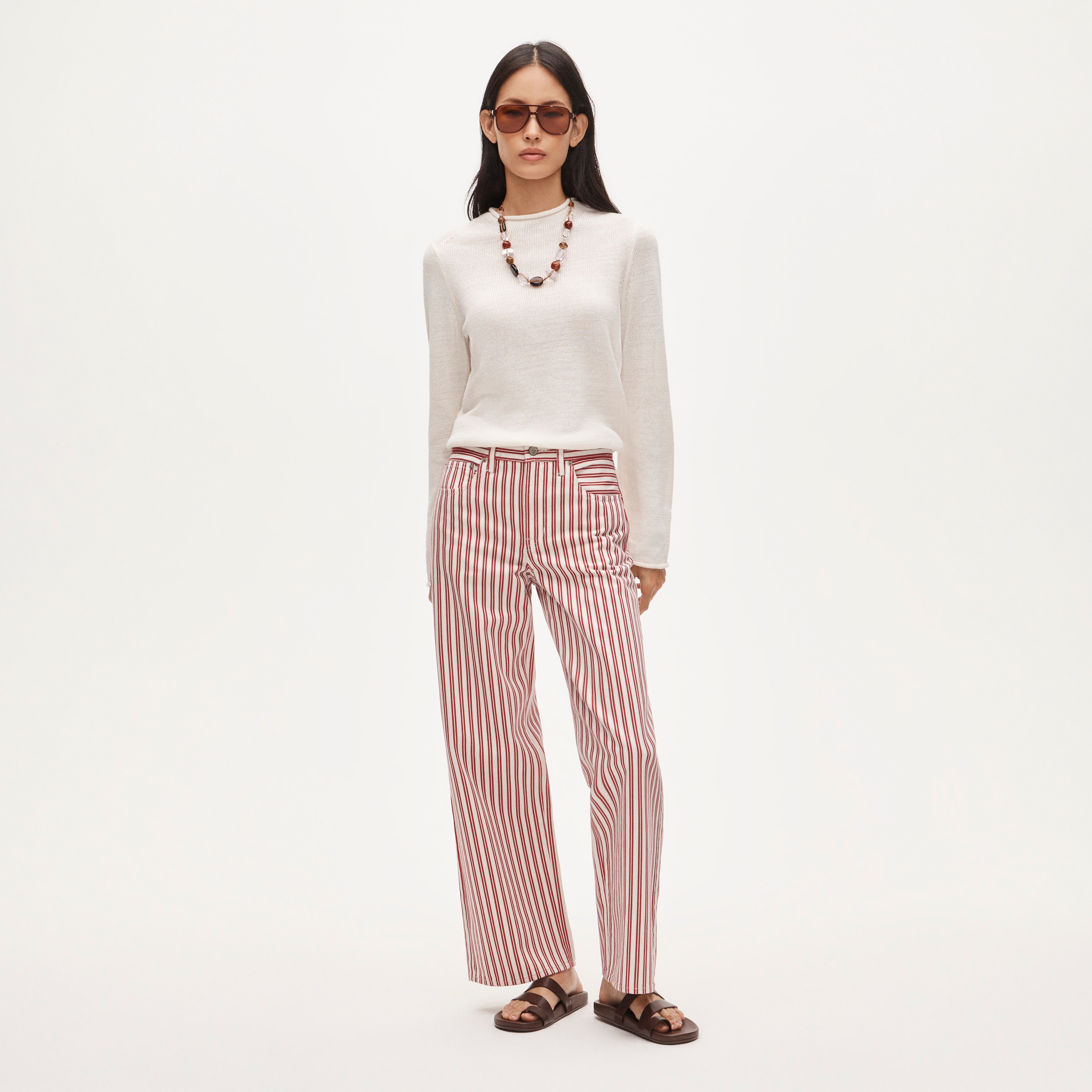 Everyday wide-leg jean in stripe