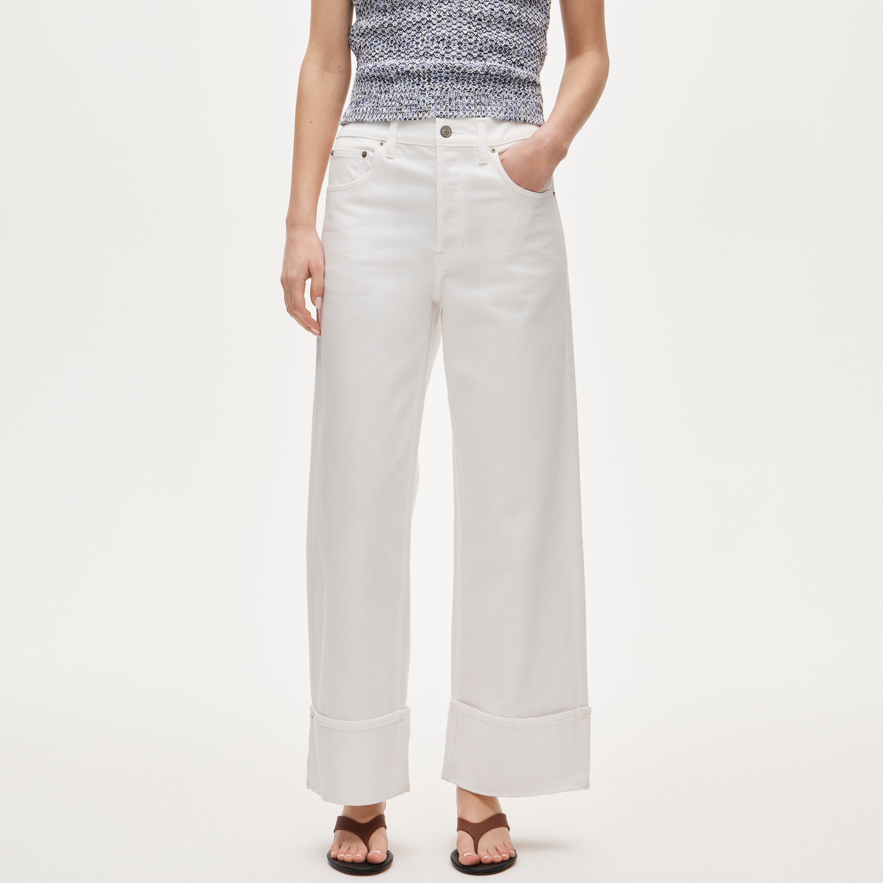 Everyday wide-leg cuffed ankle jean in rigid