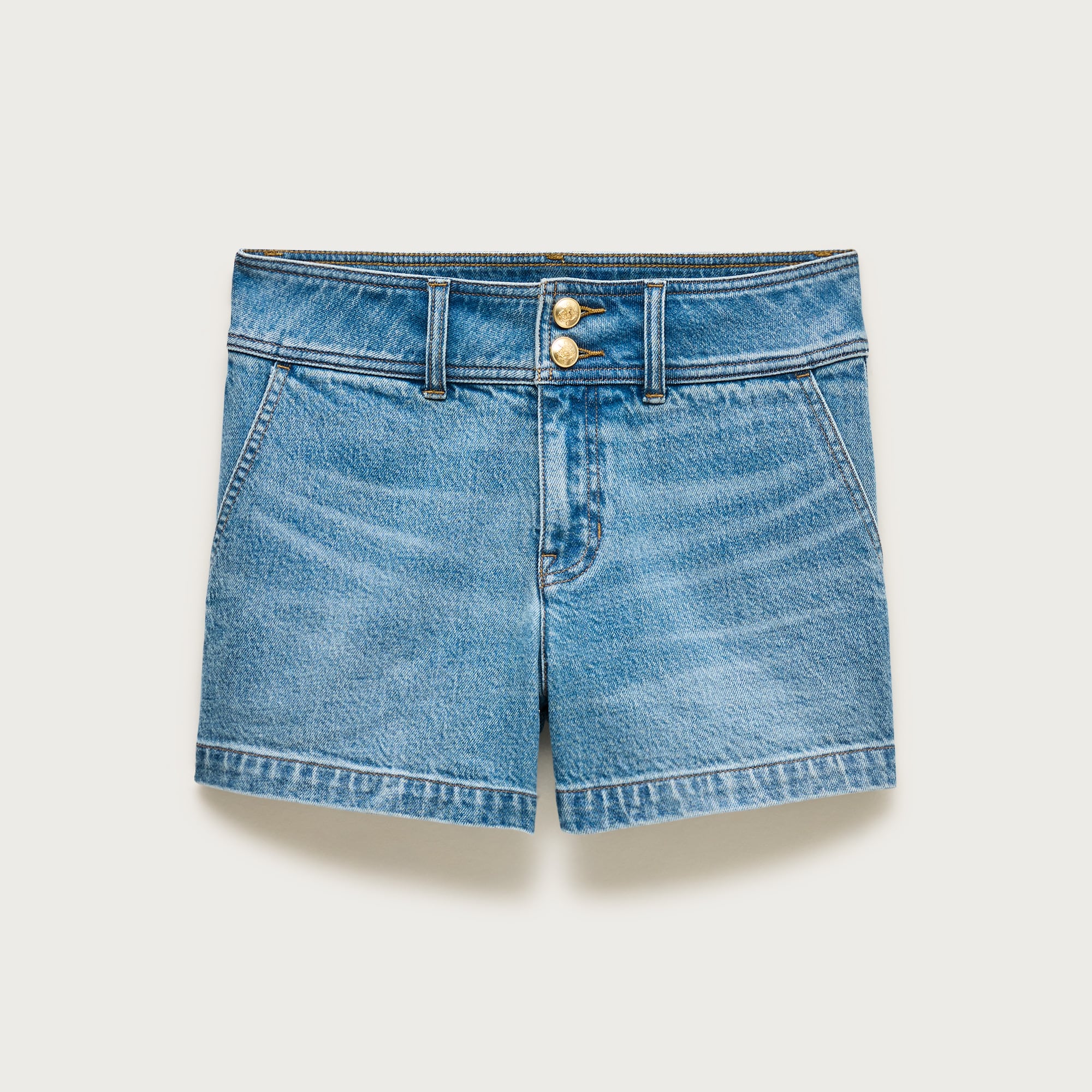Denim short with stacked buttons from J.Crew - $98