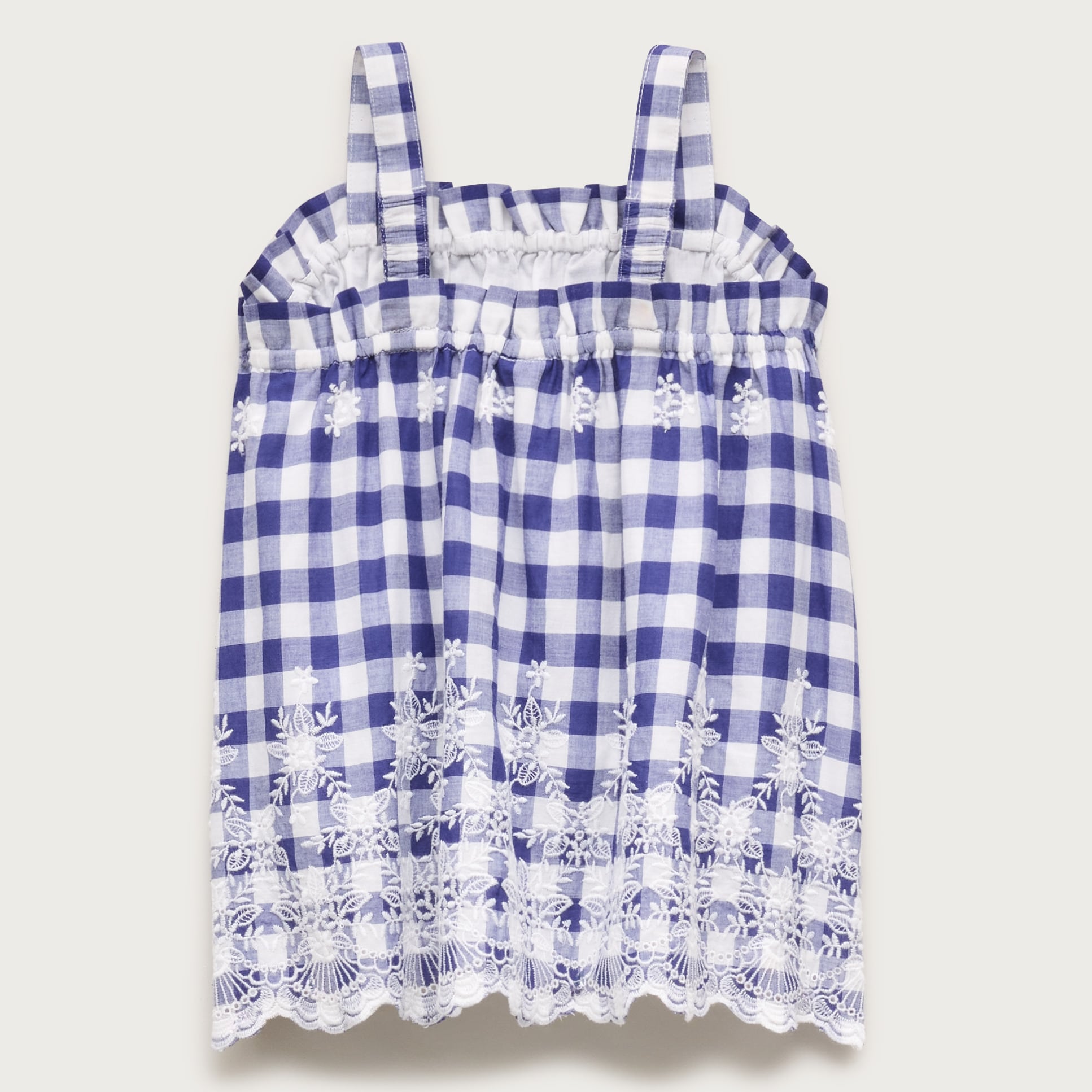 Girls' embroidered tank top in gingham
