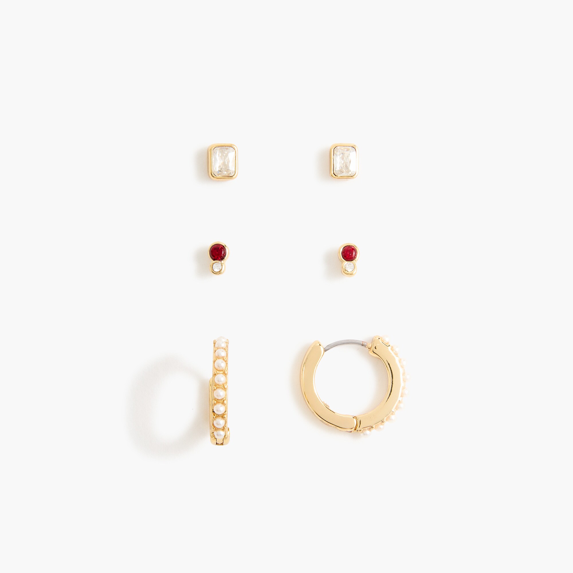 pearl stud earrings set-of-three for women