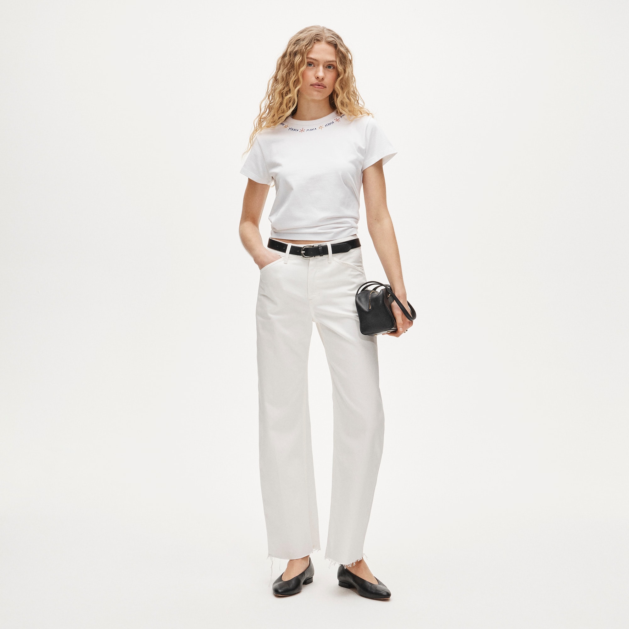 Boyfriend jersey classic-fit embroidered "Mama" T-shirt