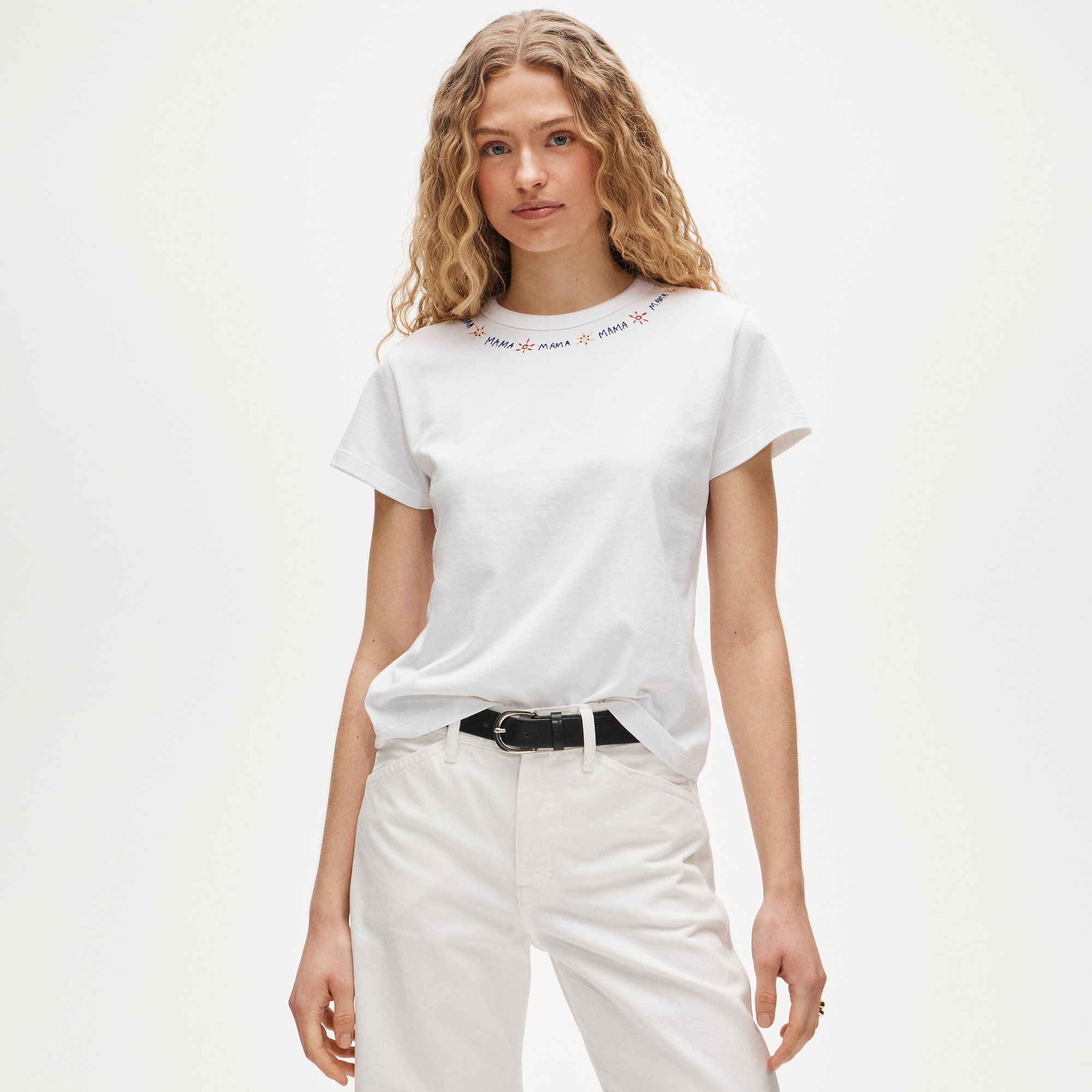 Boyfriend jersey classic-fit embroidered "Mama" T-shirt