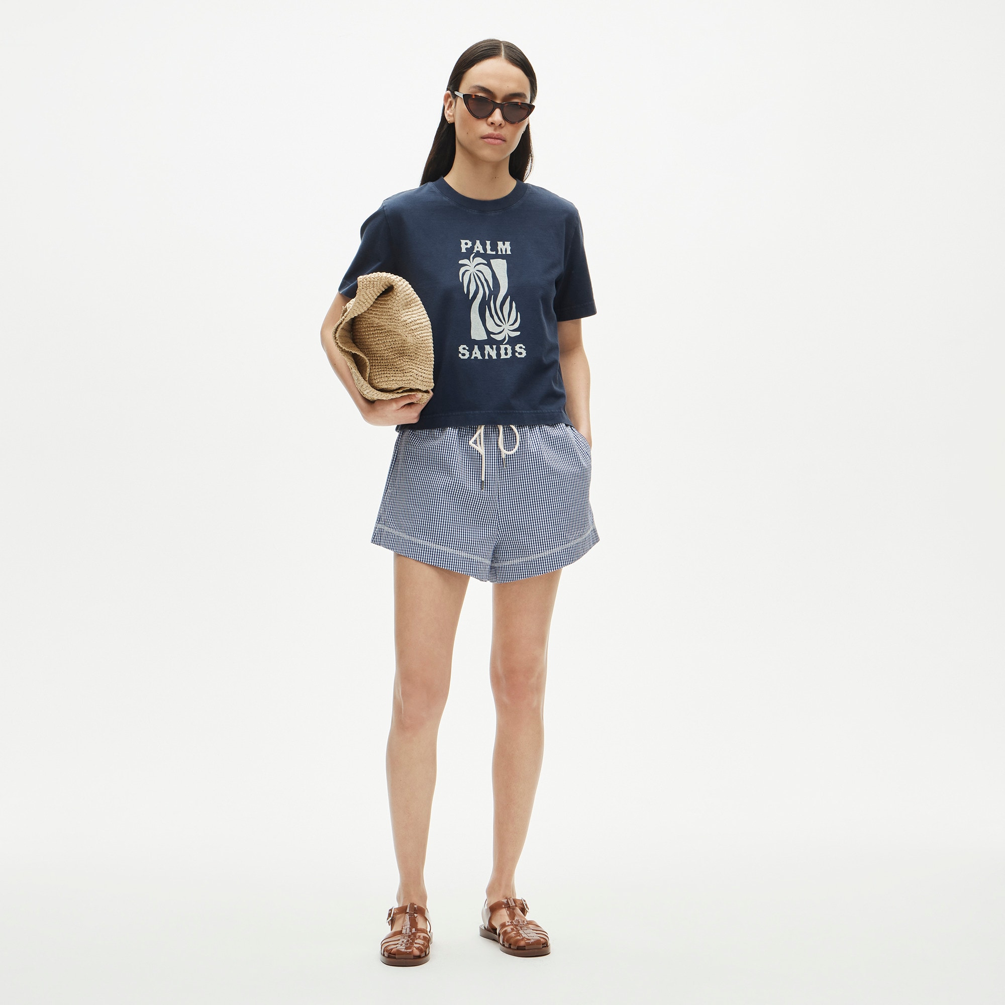 Boyfriend jersey relaxed cropped "Palm Sands" graphic T-shirt - image 3