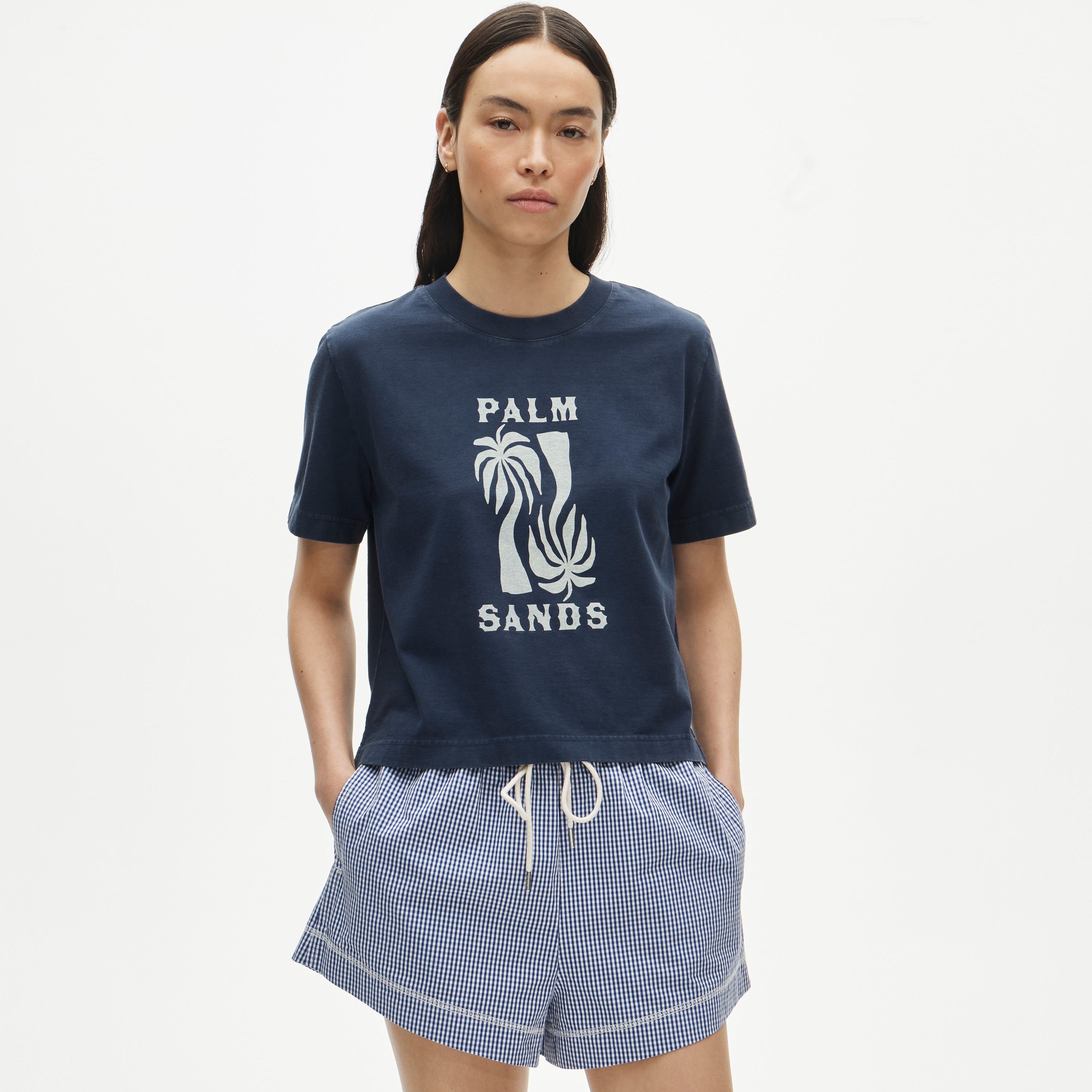 Boyfriend jersey relaxed cropped "Palm Sands" graphic T-shirt - image 2