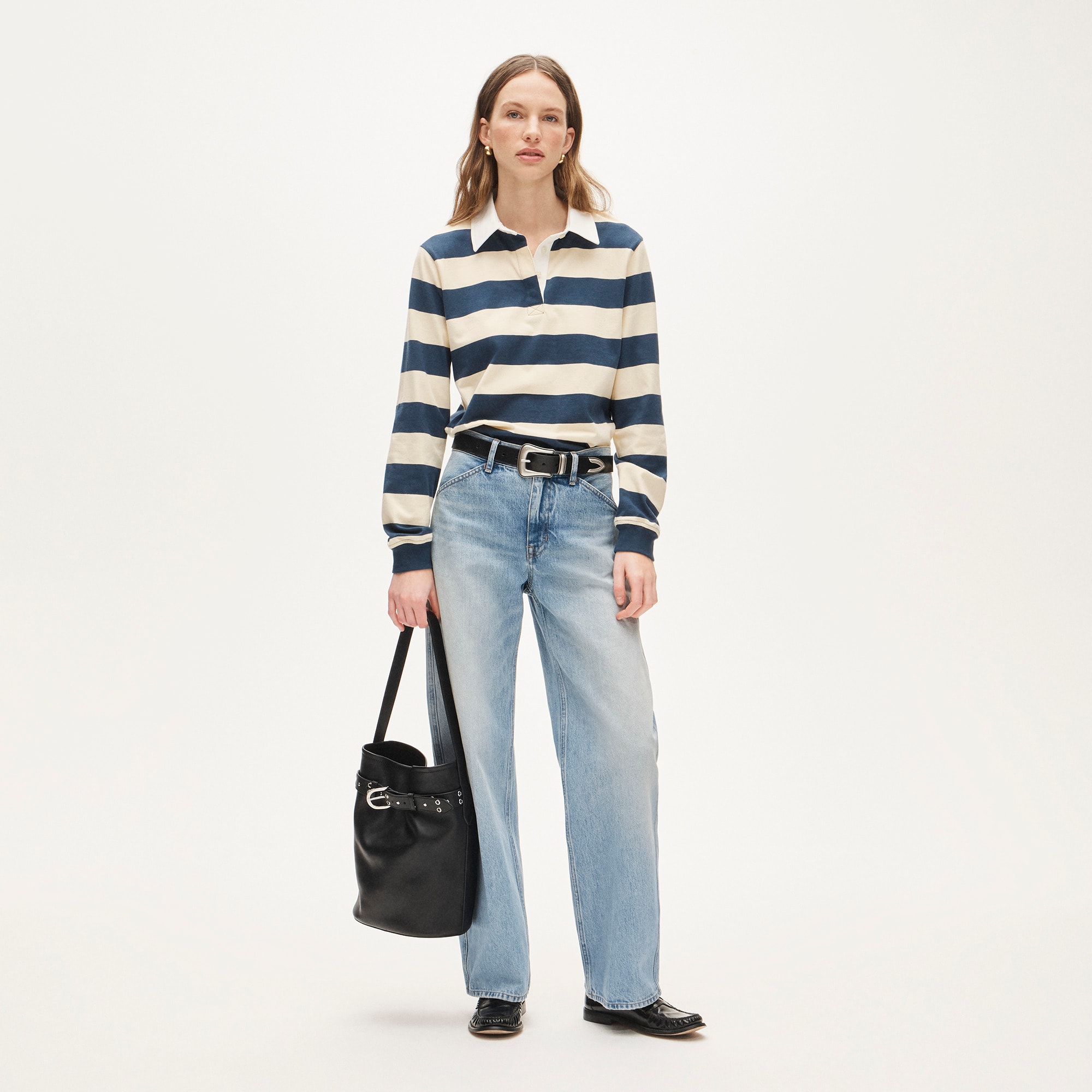 Boyfriend jersey rugby shirt in stripe