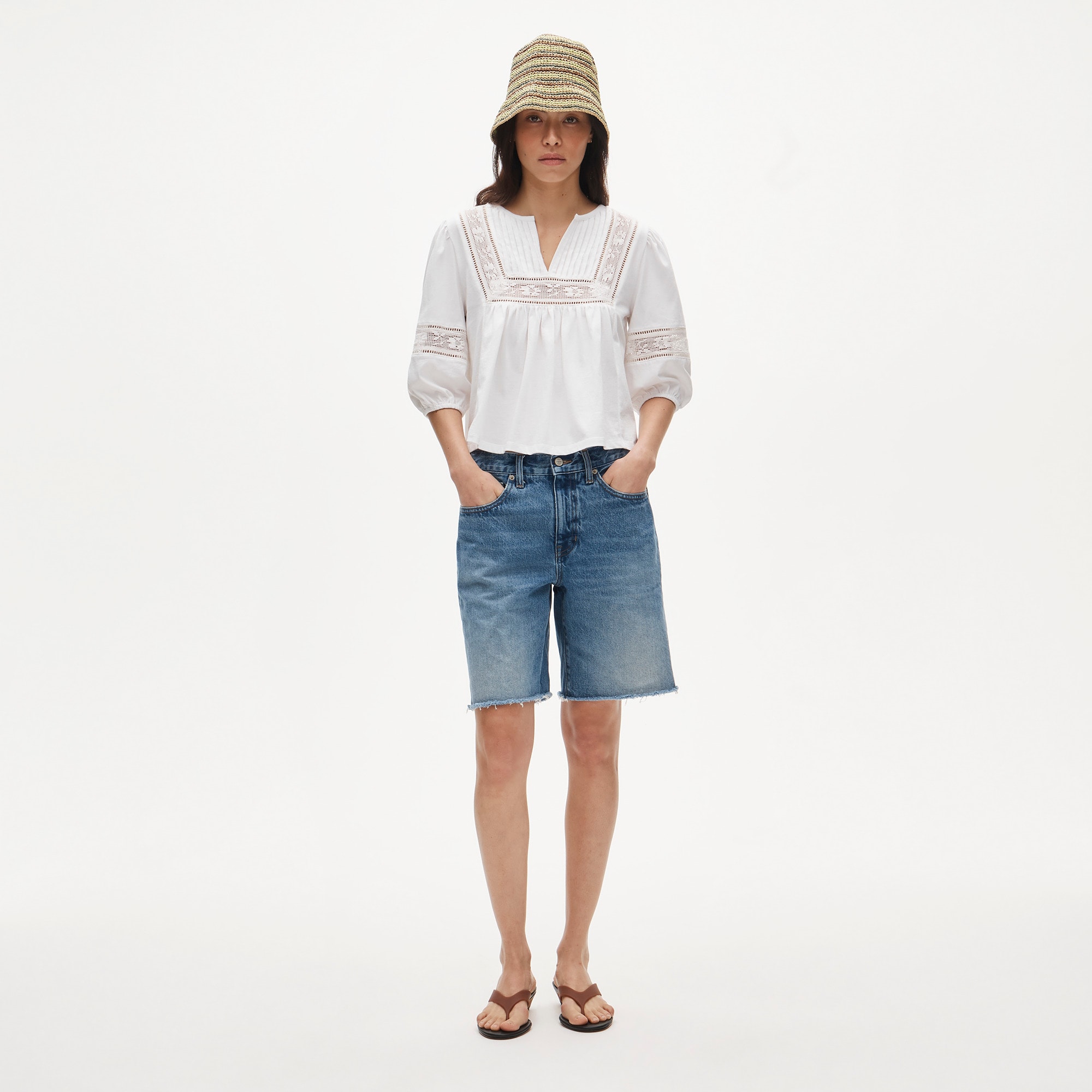 Lace-trim puff-sleeve shirt in broken-in jersey - image 3