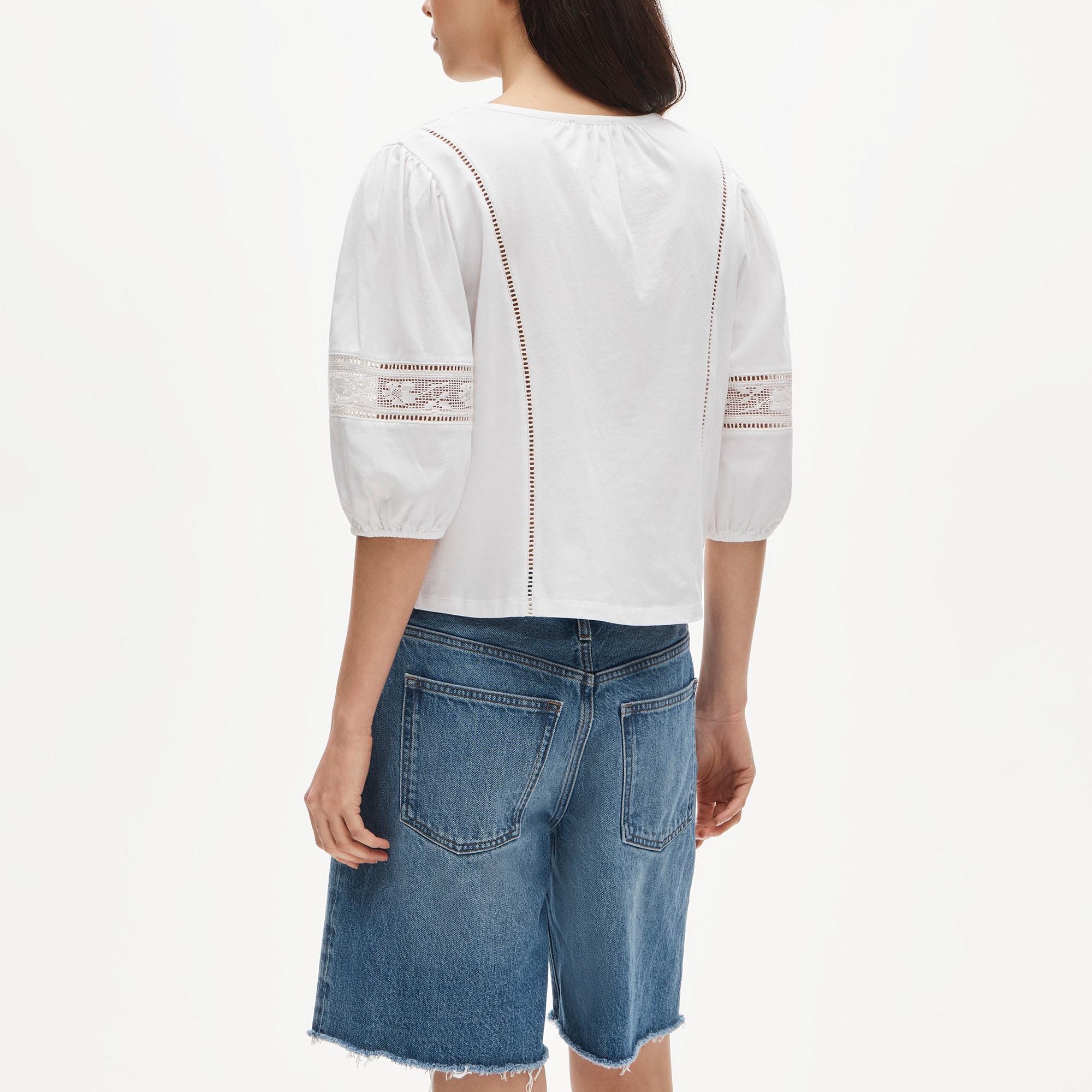 Lace-trim puff-sleeve shirt in broken-in jersey - image 5