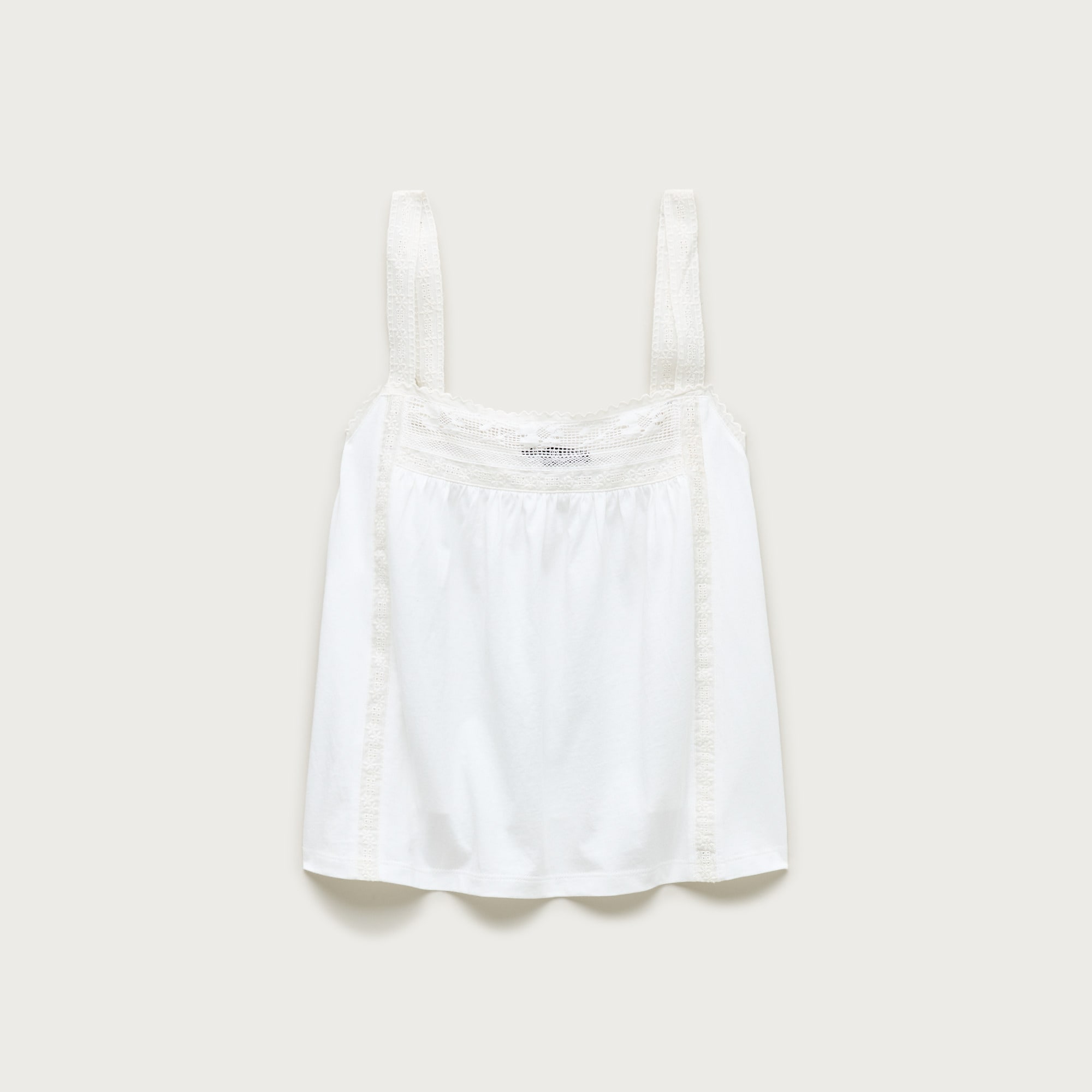 Lace-trim Tank Top In Broken-in Jersey For Women | J.Crew
