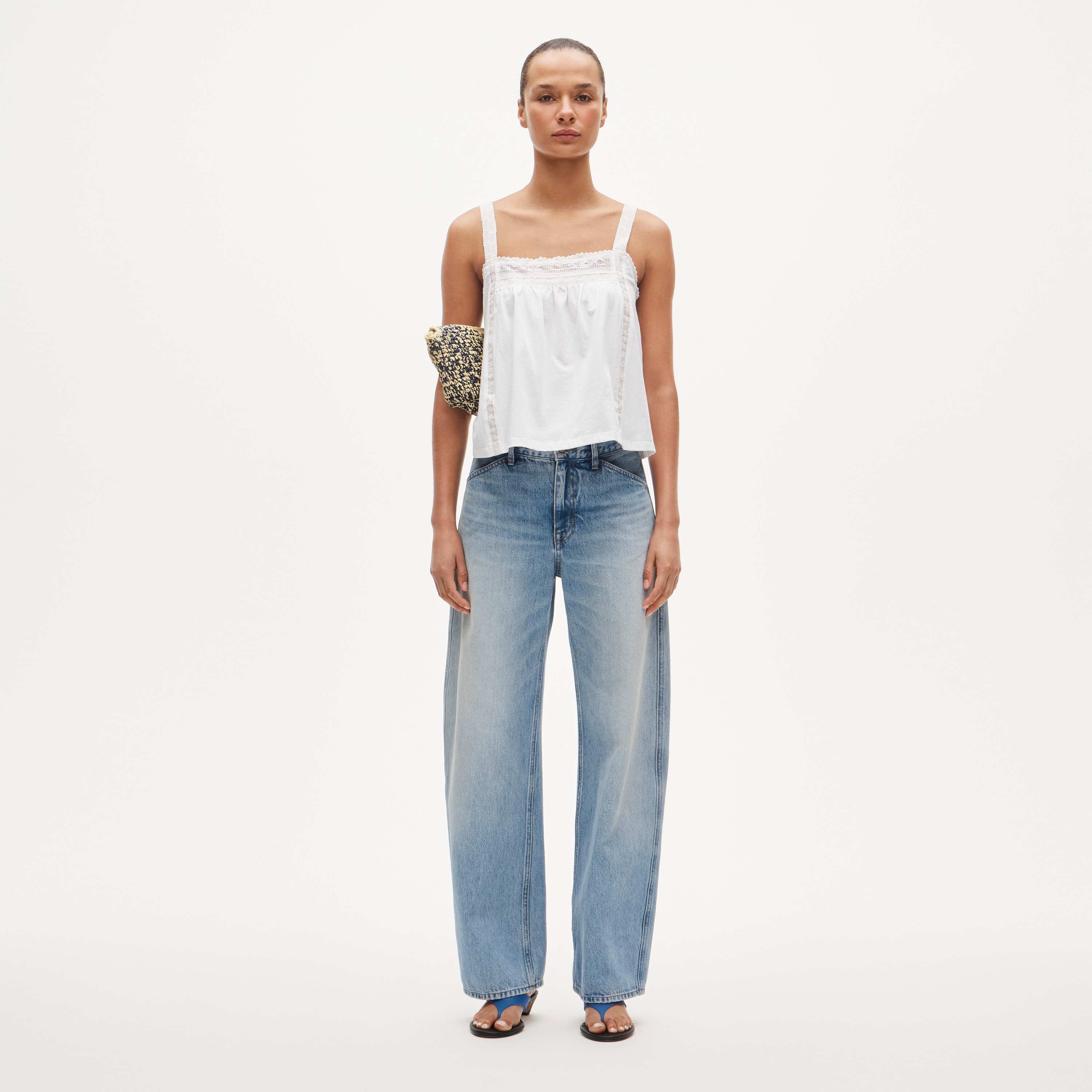 Lace-trim tank top in broken-in jersey - image 3
