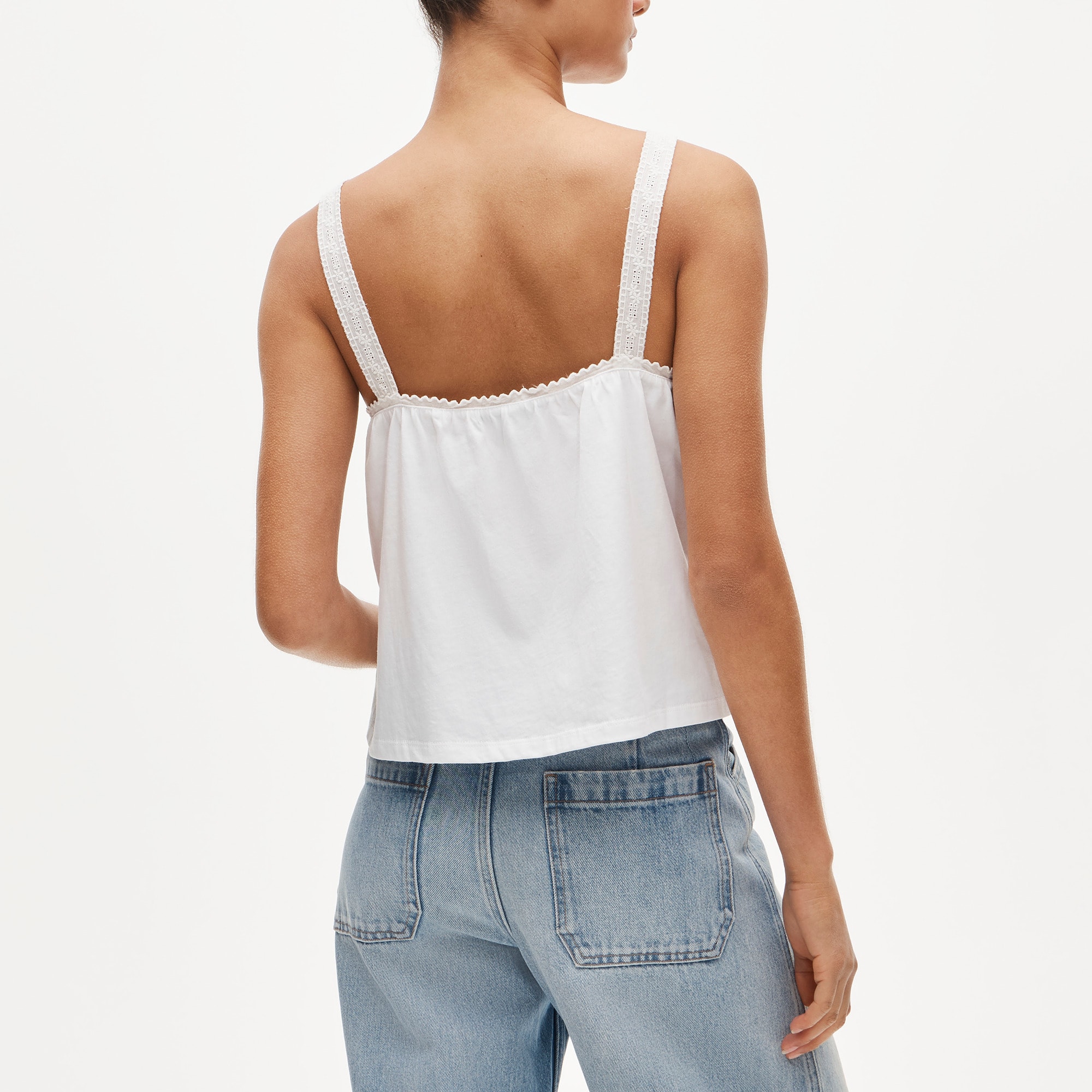 Lace-trim Tank Top In Broken-in Jersey For Women | J.Crew