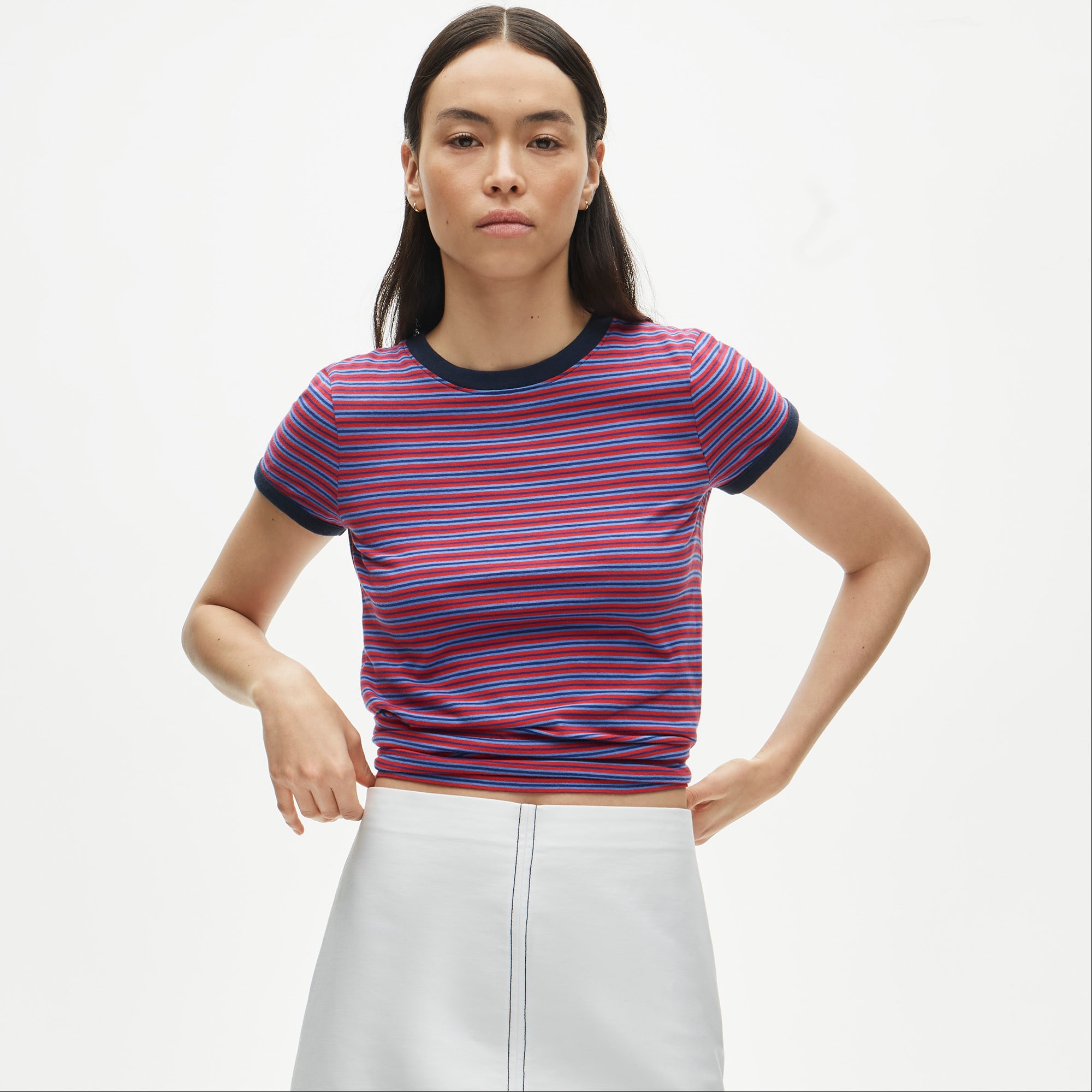 Vintage jersey ringer T-shirt in stripe - image 2