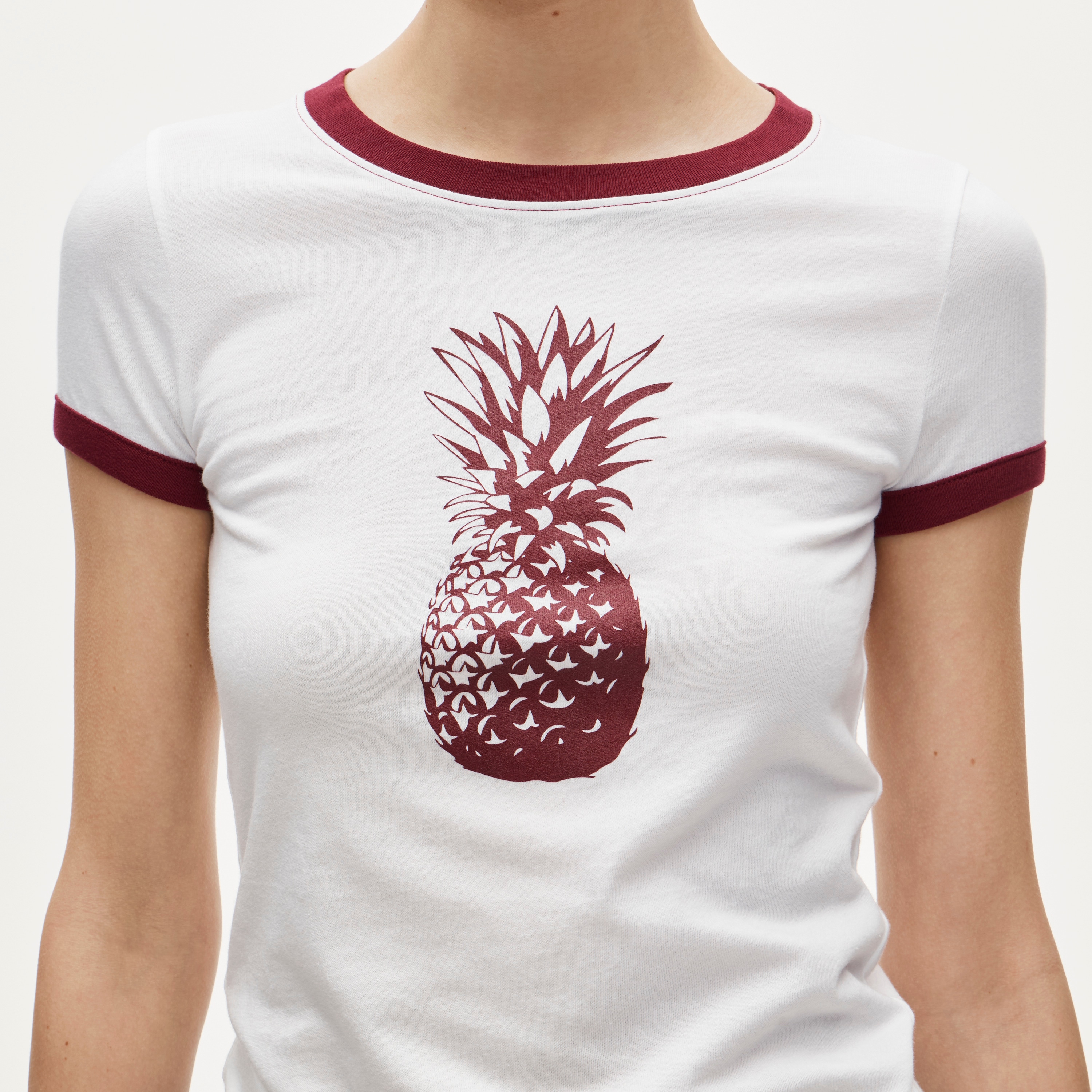 Vintage jersey pineapple graphic ringer T-shirt - image 4