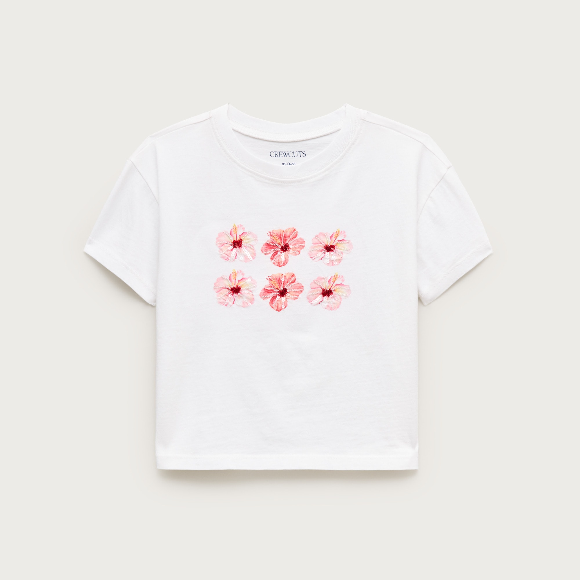 Girls' short-sleeve hibiscus graphic T-shirt with sequins from J.Crew - $44