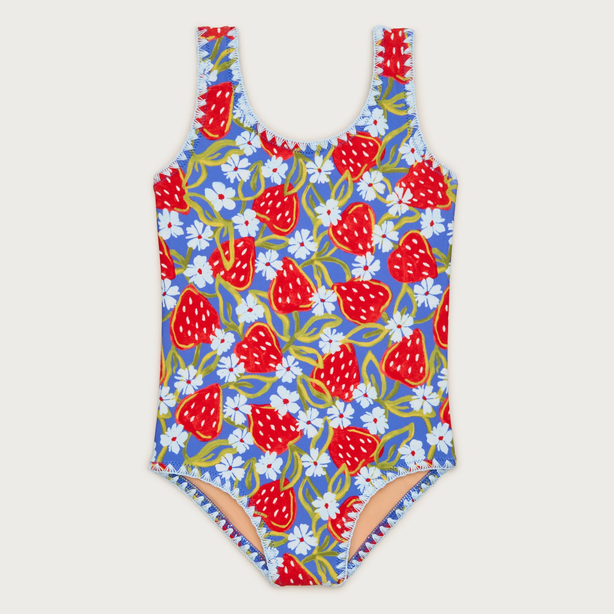 Girls' crochet-stitch one-piece swimsuit in prints