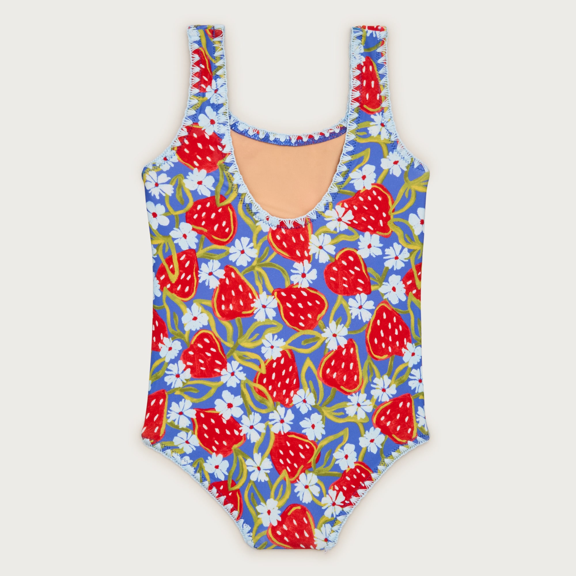 Girls' crochet-stitch one-piece swimsuit in prints