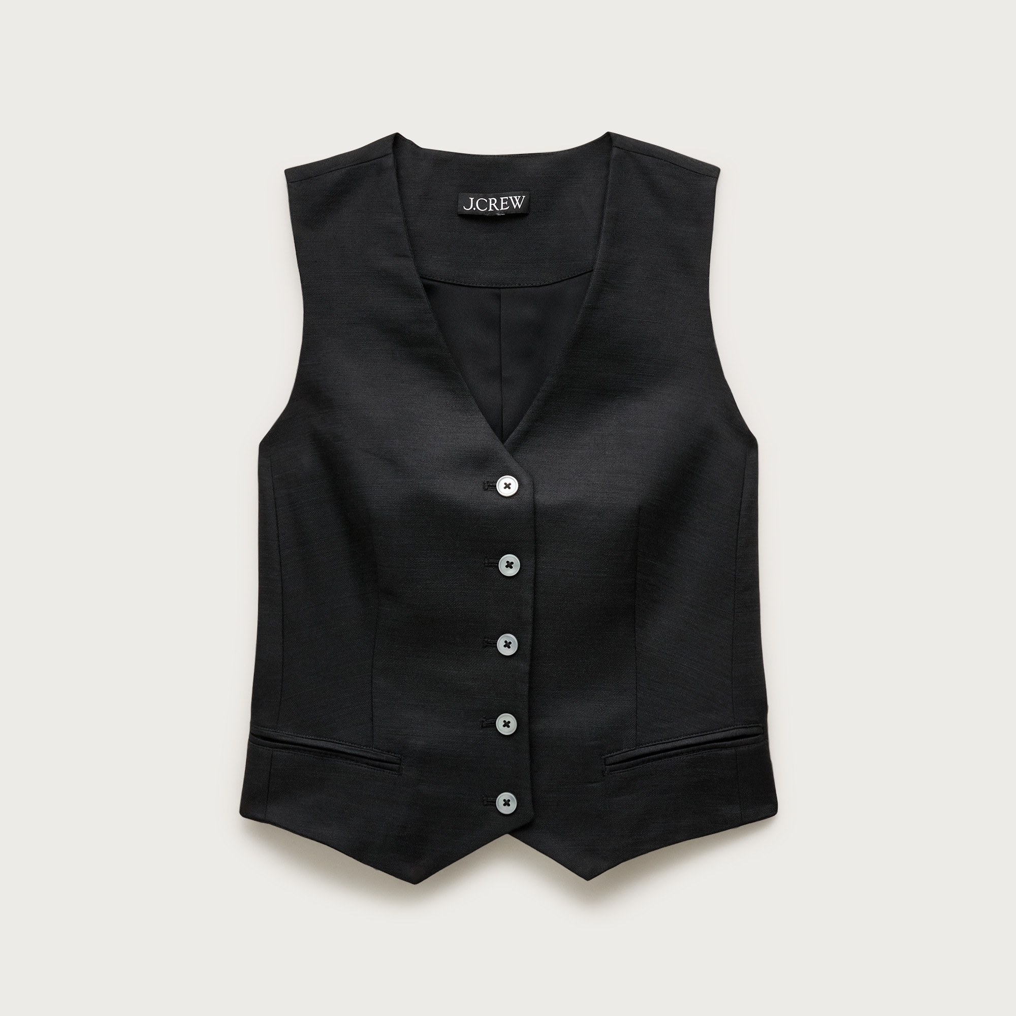 Shrunken V-neck vest top in Gramercy linen blend from J.Crew - $94.50 (31% off)