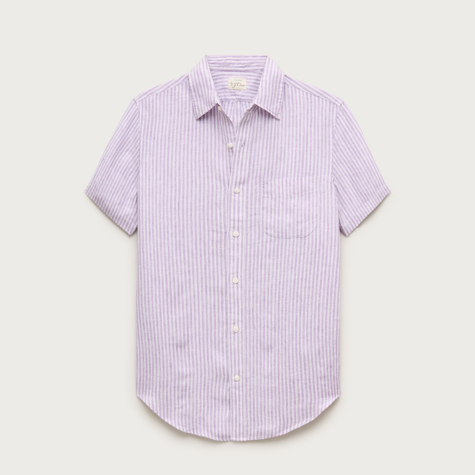 Short-sleeve point-collar linen shirt in stripe from J.Crew - $134