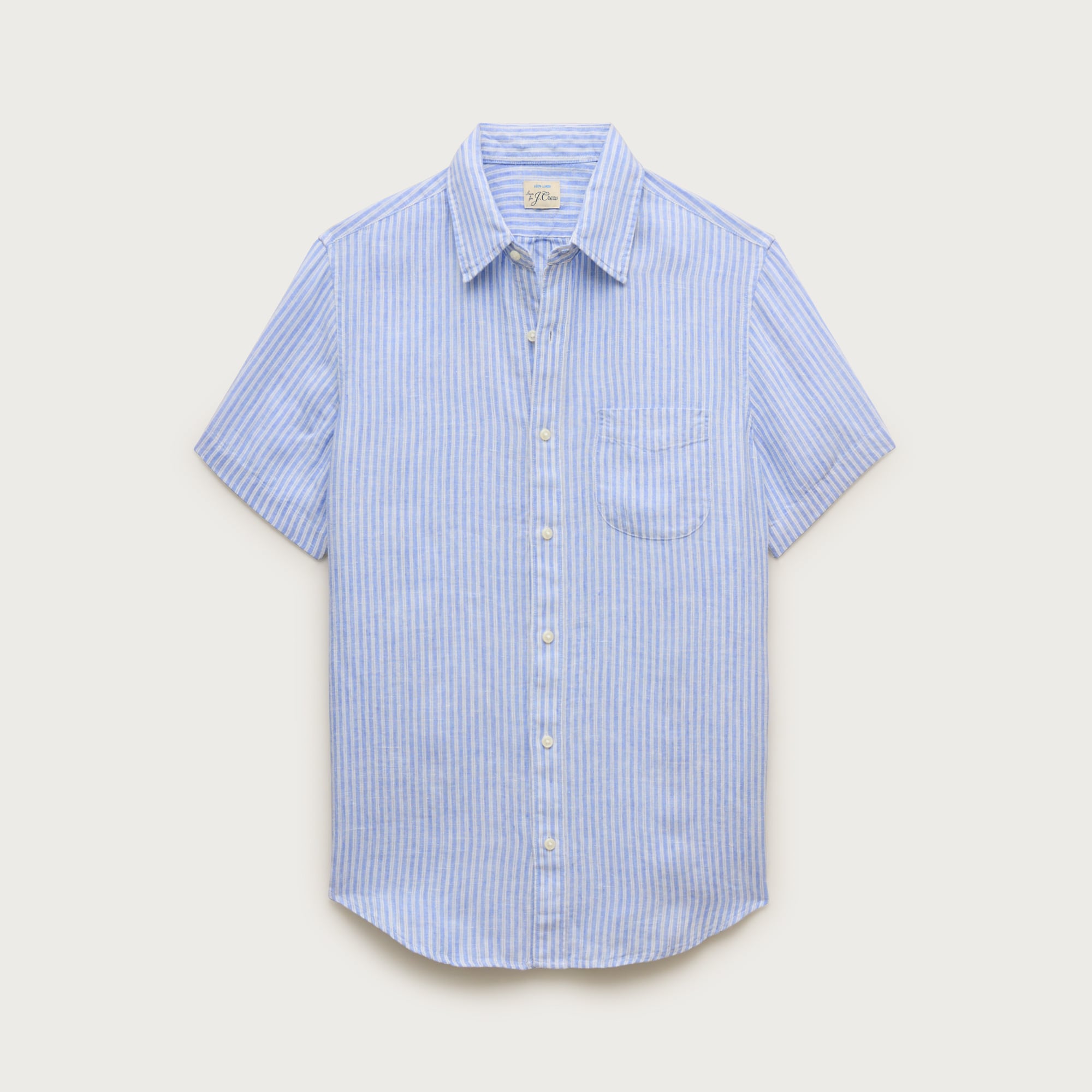 Short-sleeve Point-collar Linen Shirt In Stripe For Men | J.Crew