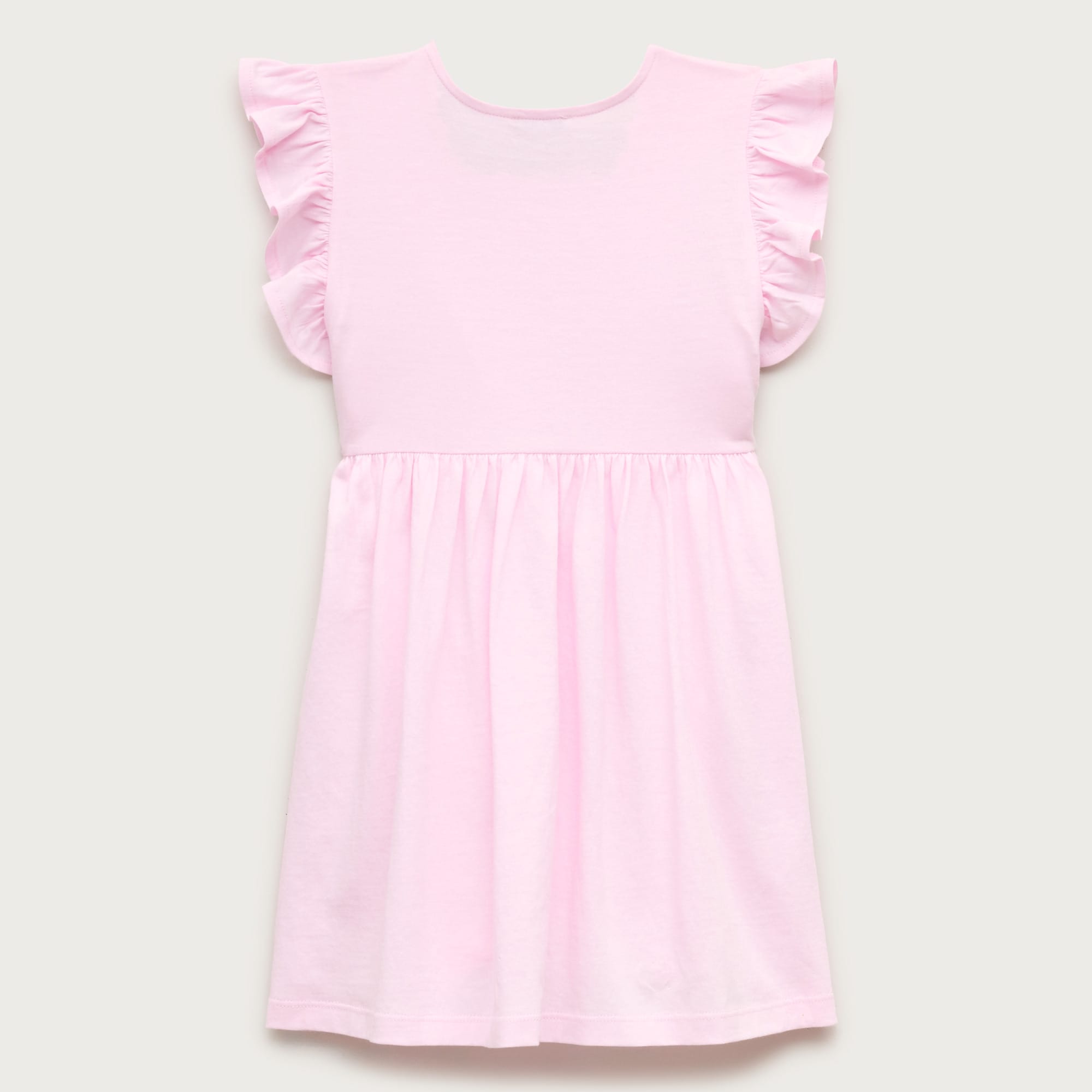 Girls' crochet ruffle-sleeve dress in jersey