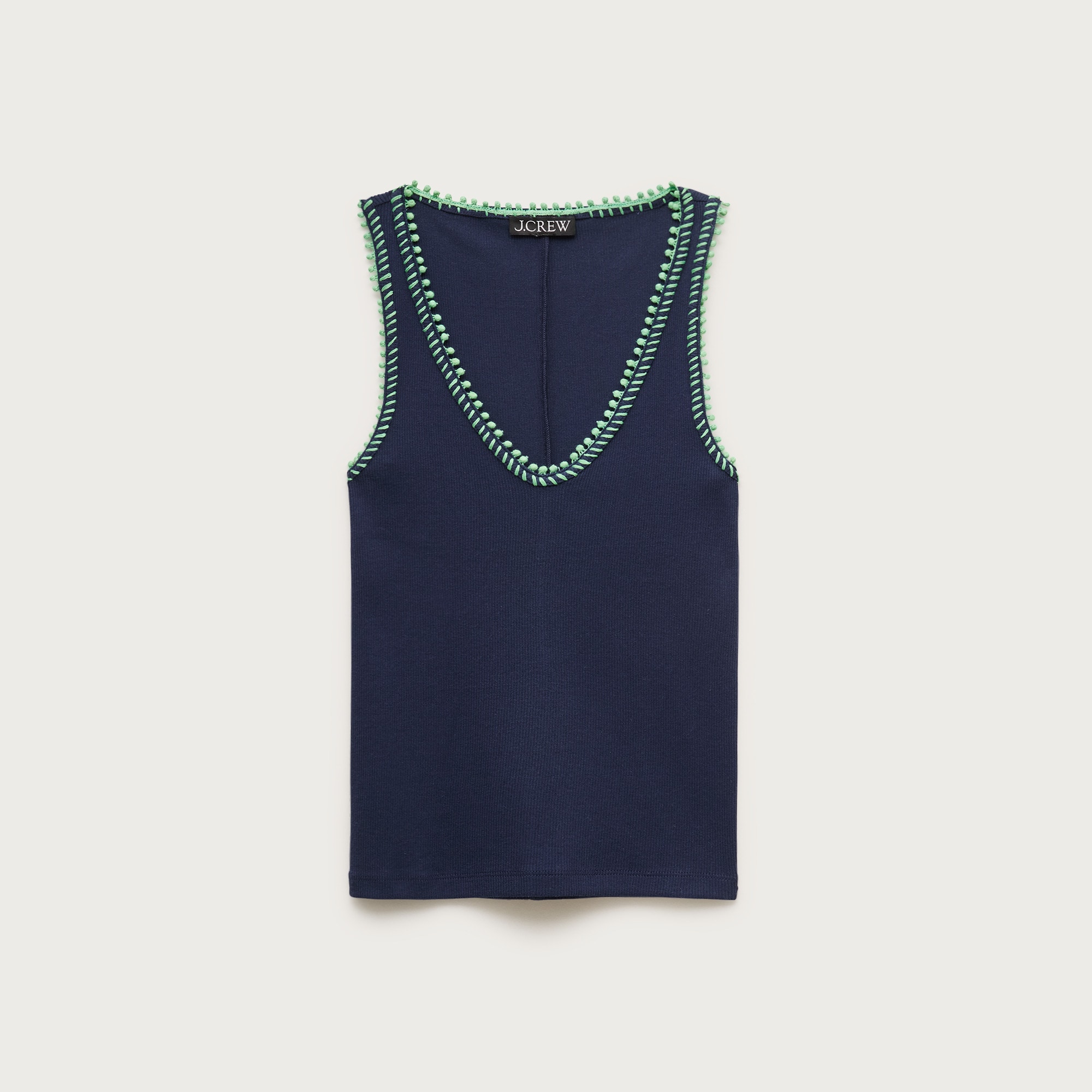 Perfect Rib V-neck Tank Top With Hand-stitched Trim For Women | J.Crew