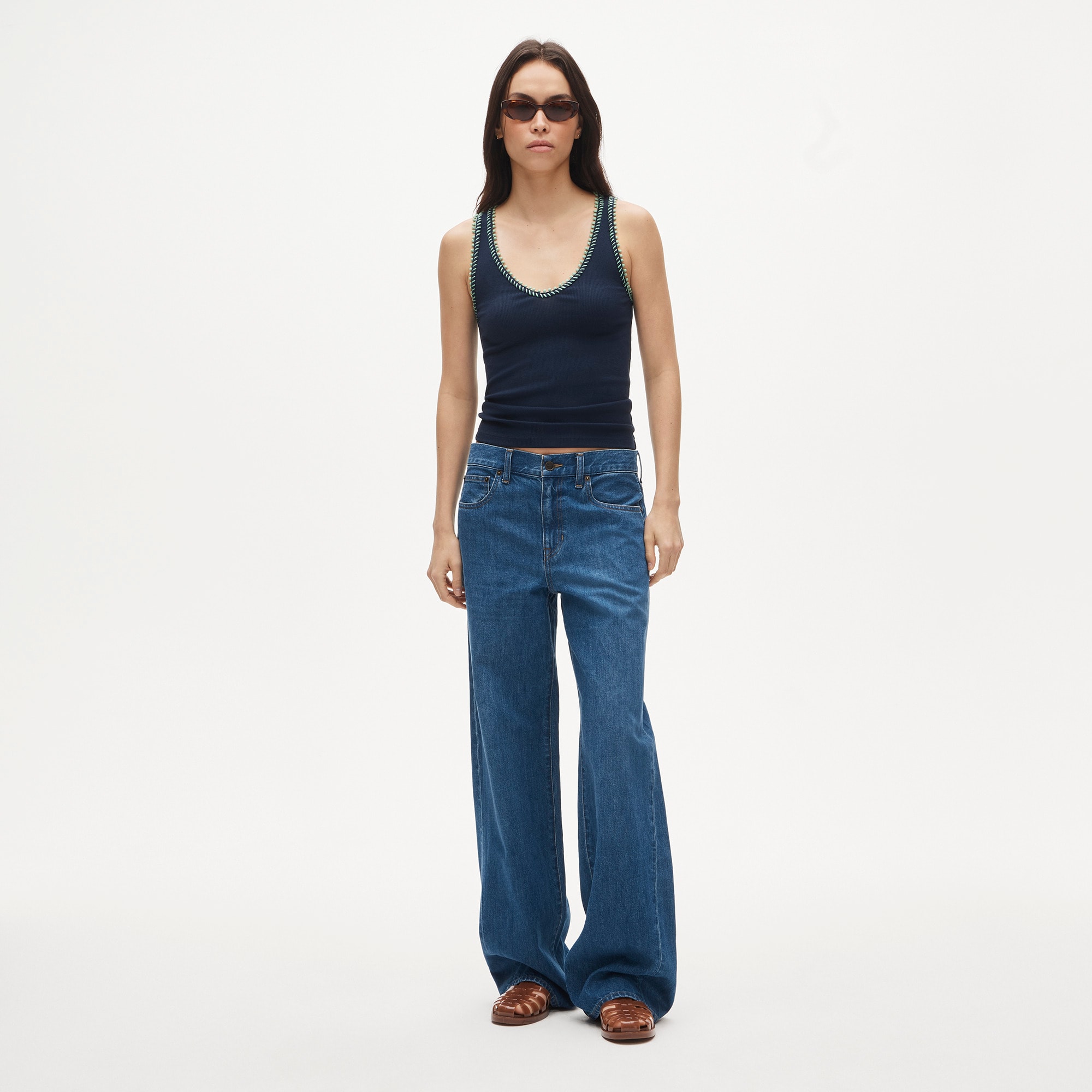 Perfect rib V-neck tank top with hand-stitched trim - image 3
