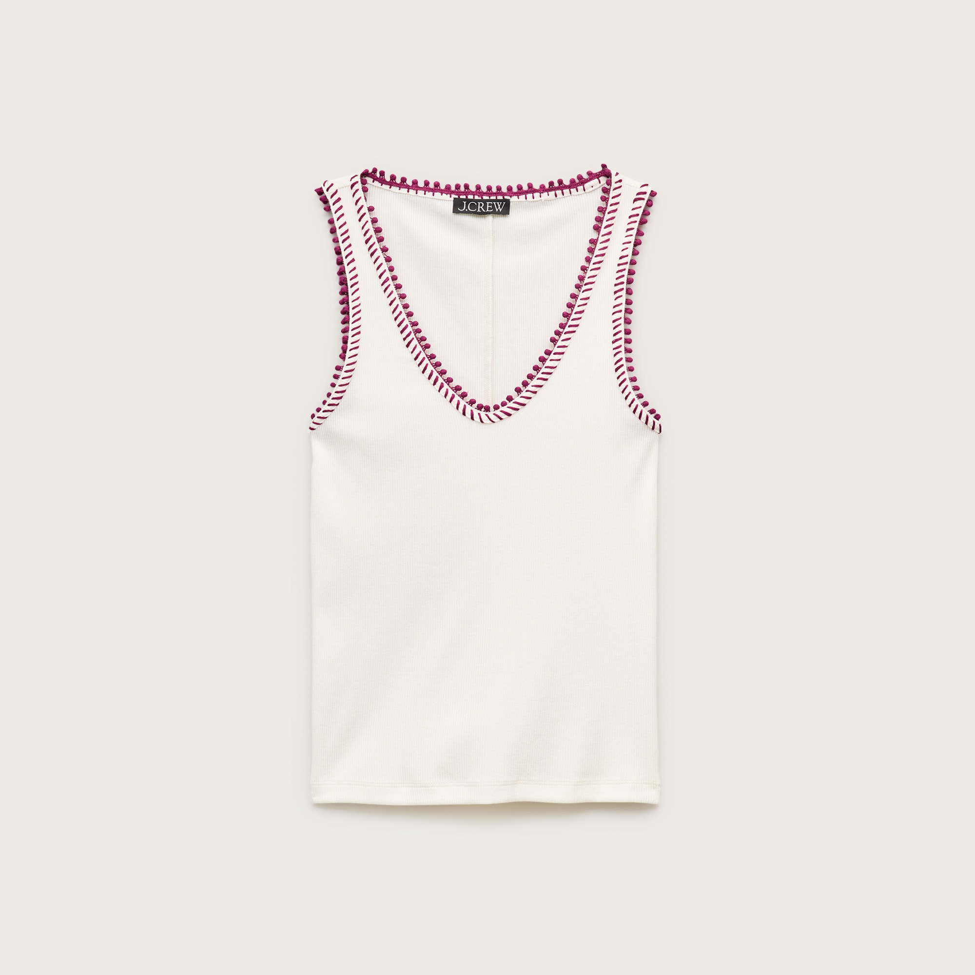 Perfect rib V-neck tank top with hand-stitched trim - image 5