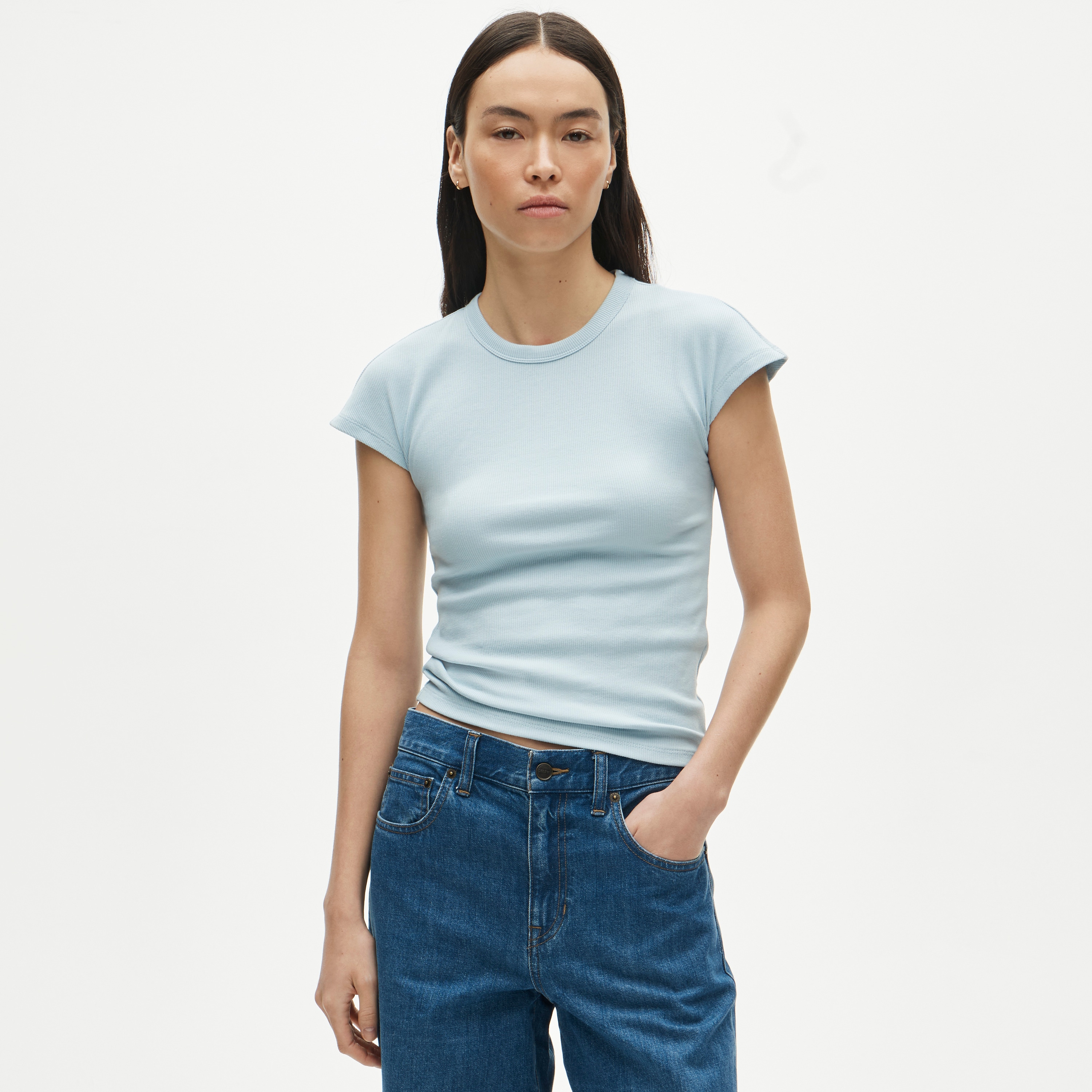 Perfect rib dolman-sleeve T-shirt