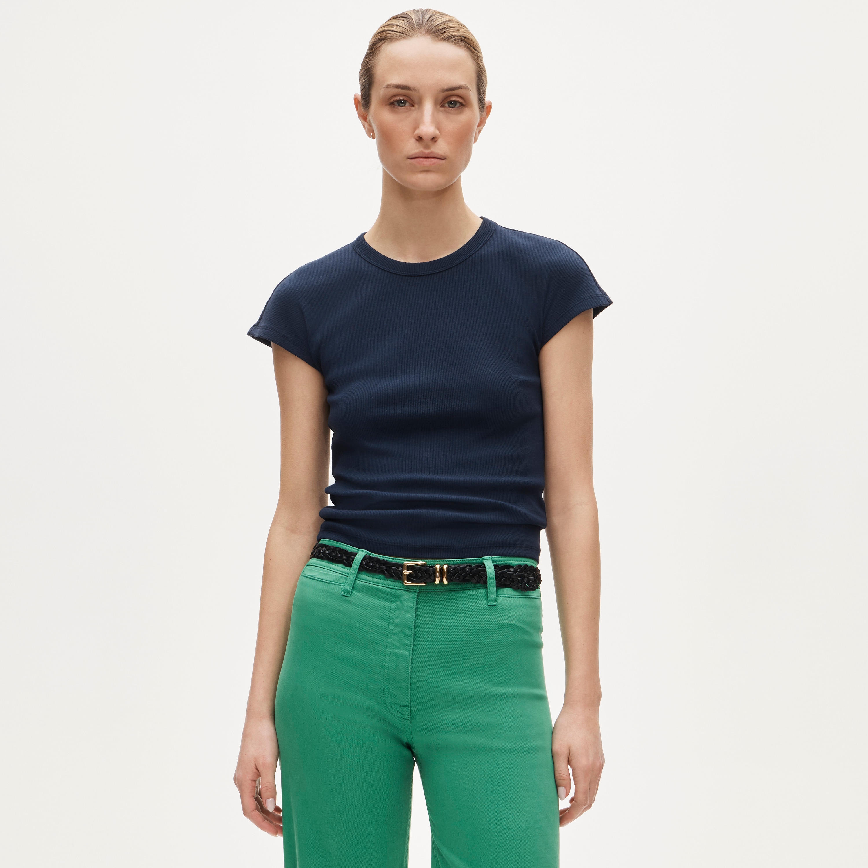 Perfect rib dolman-sleeve T-shirt