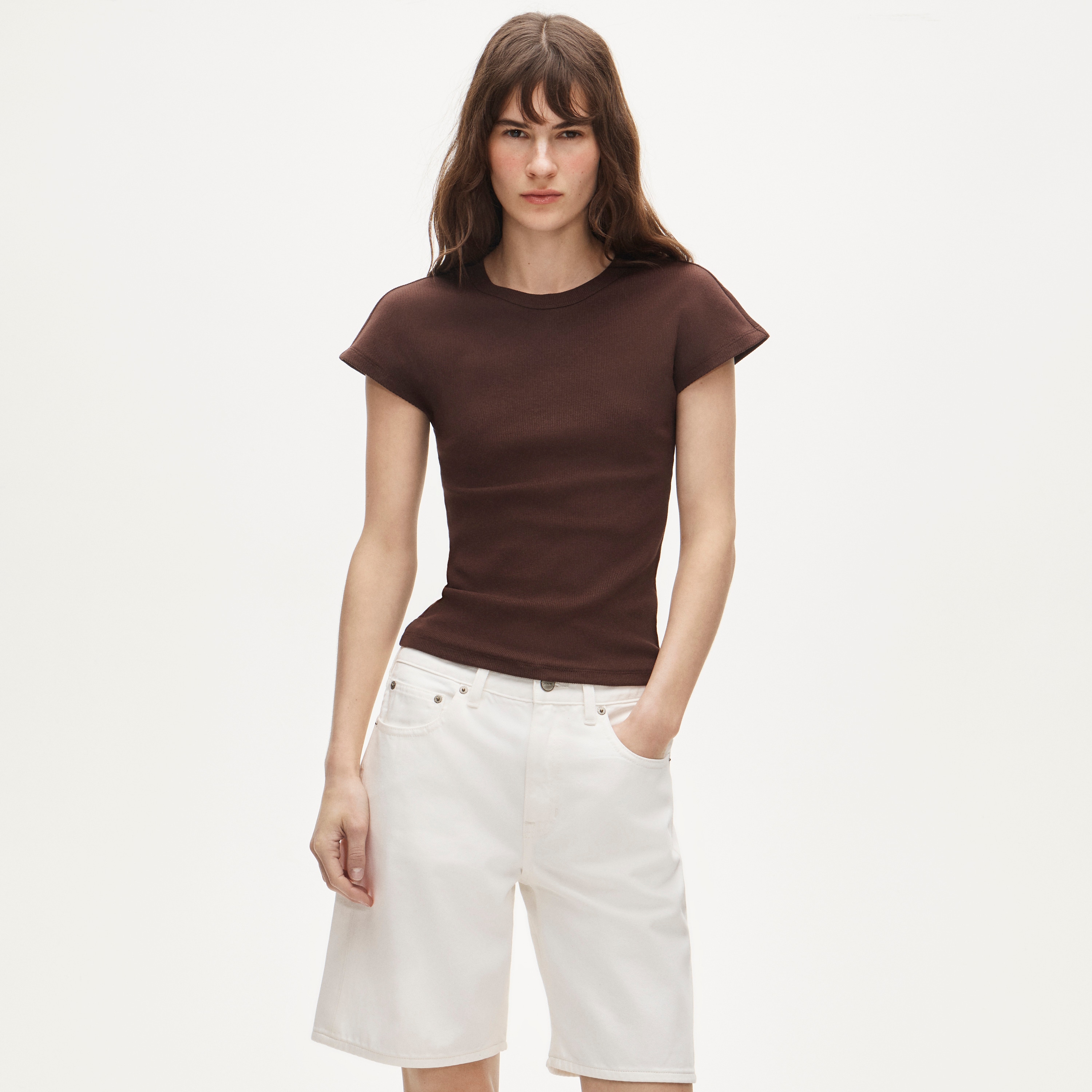 Perfect rib dolman-sleeve T-shirt