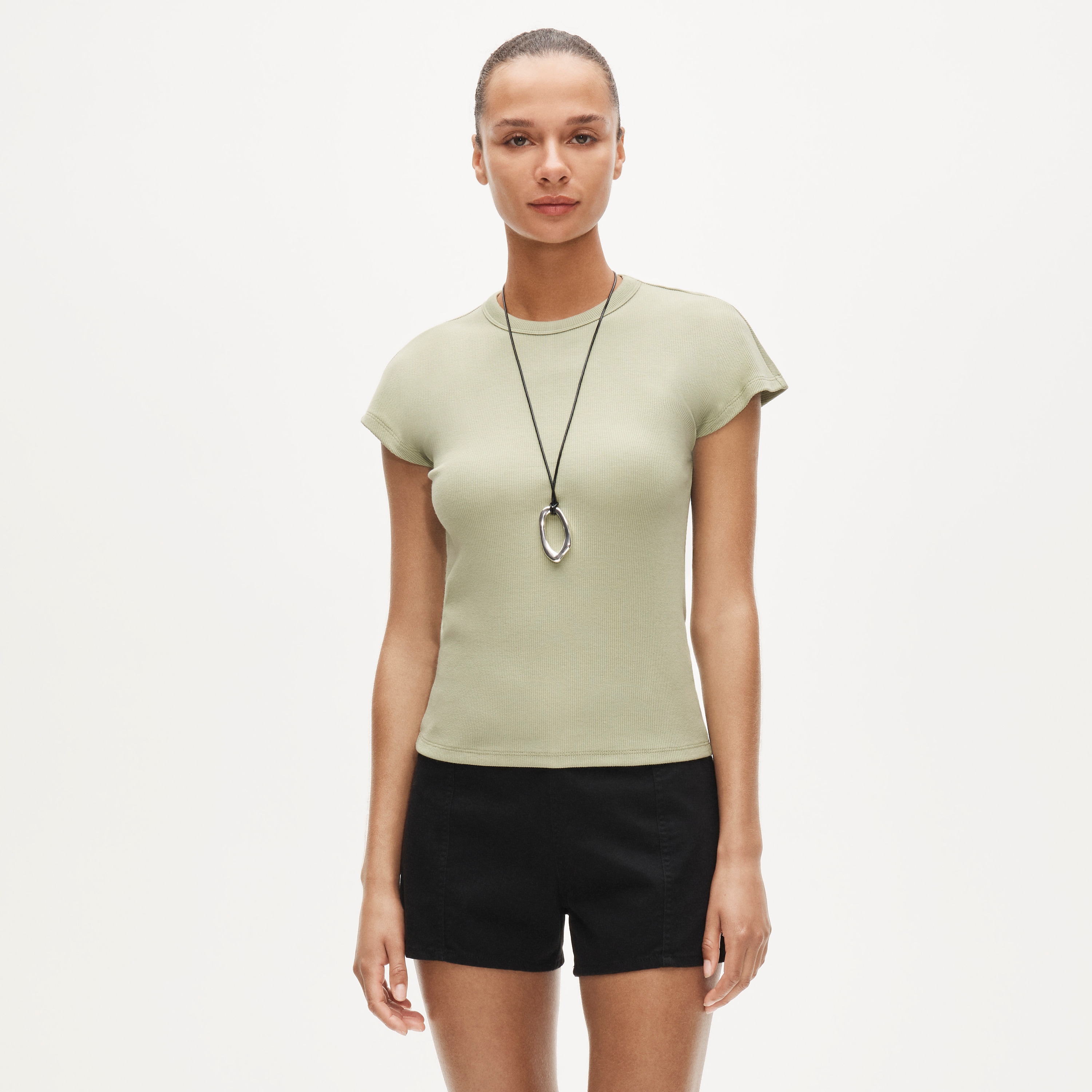 Perfect rib dolman-sleeve T-shirt