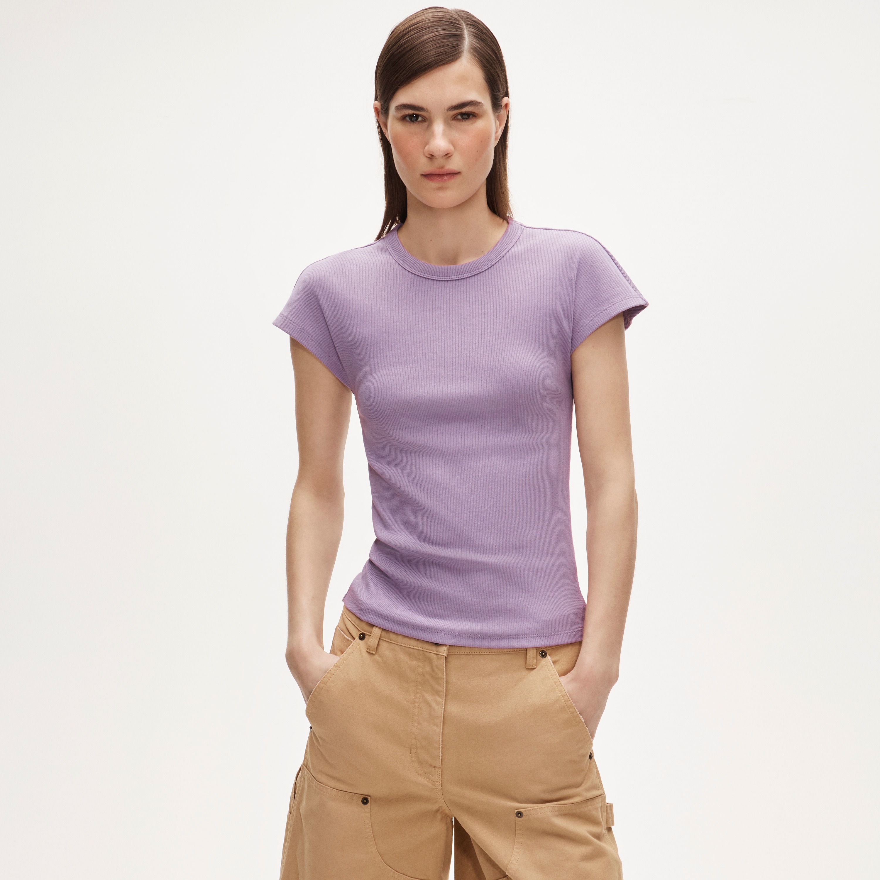 Perfect rib dolman-sleeve T-shirt