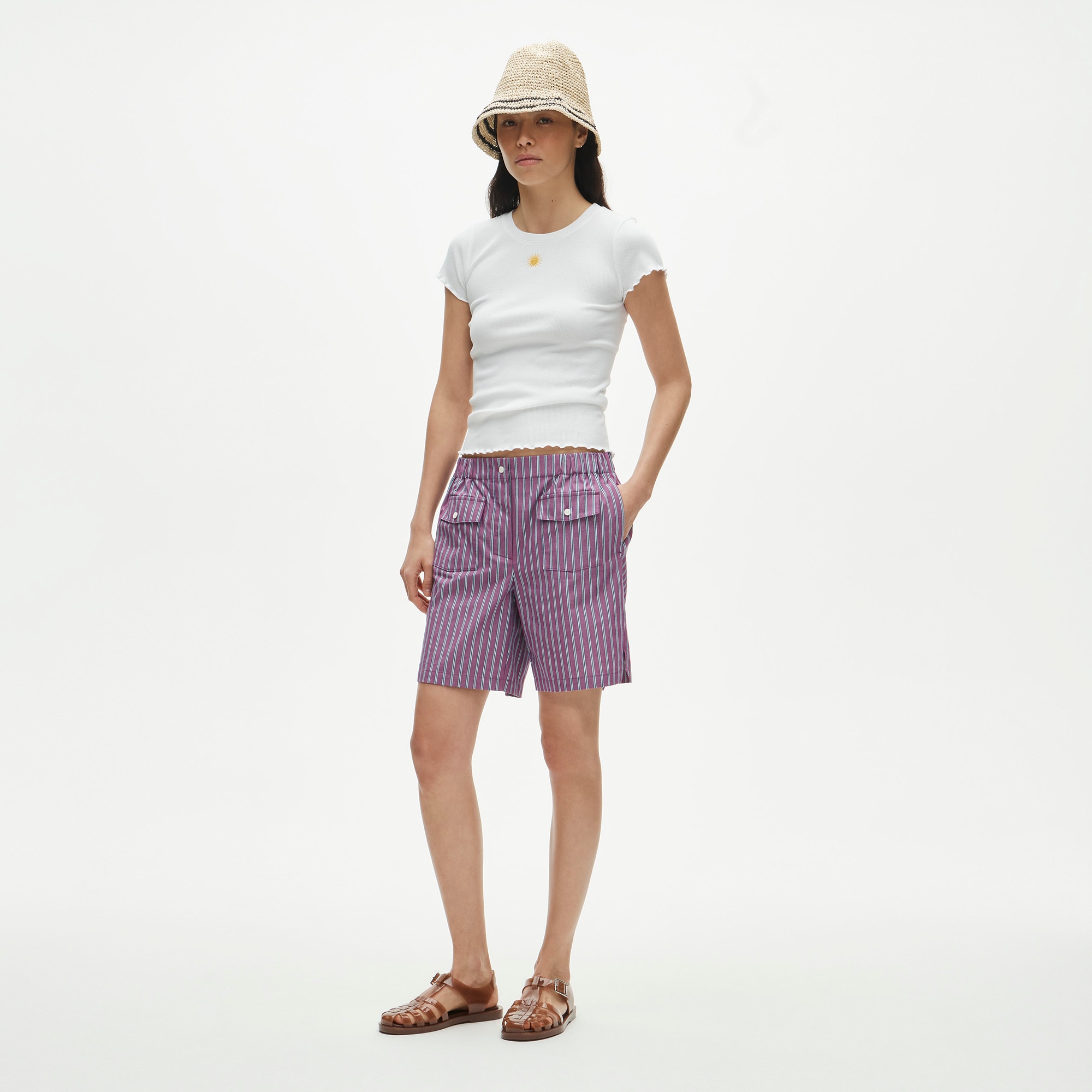 Perfect rib embroidered sun graphic T-shirt - image 3