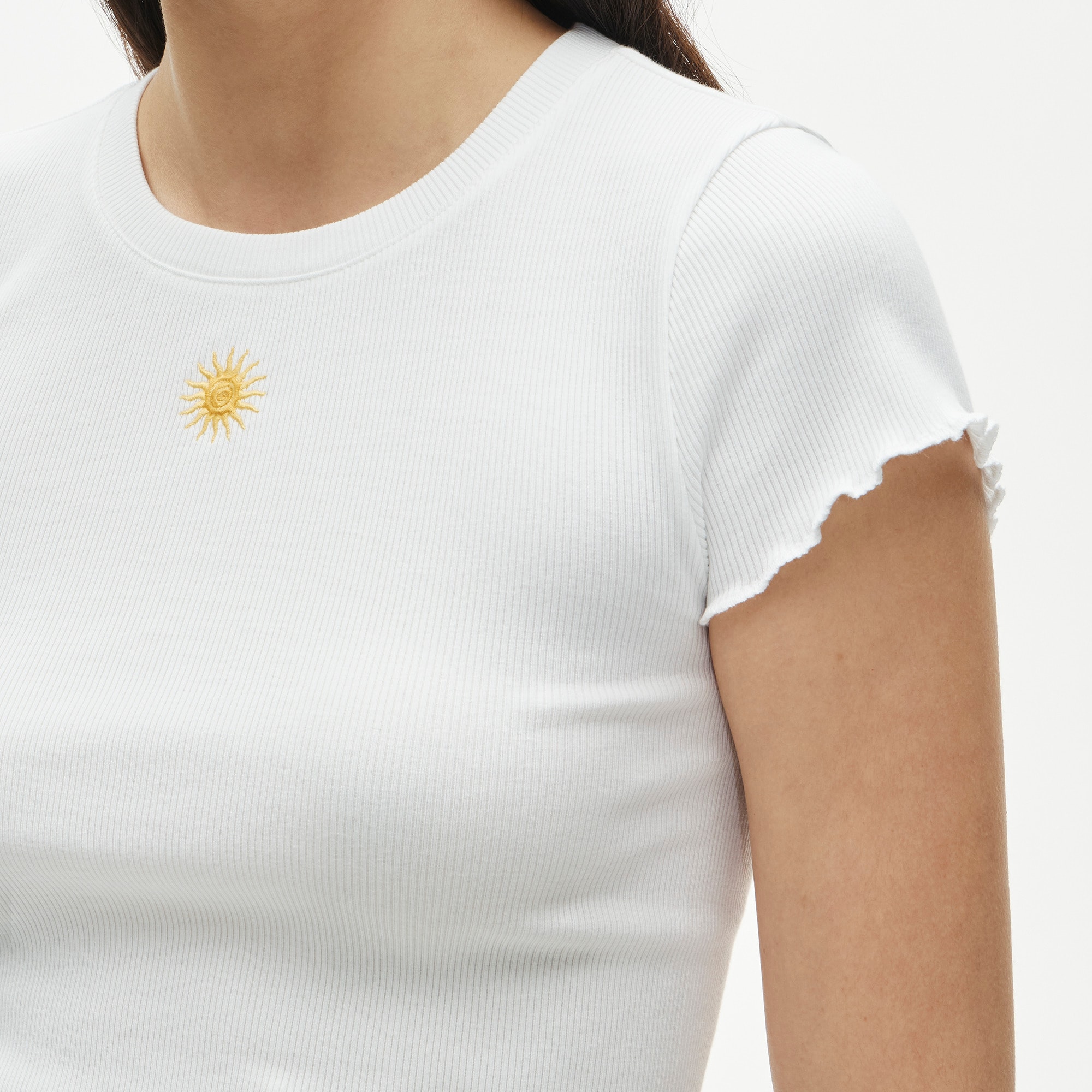 Perfect rib embroidered sun graphic T-shirt - image 4