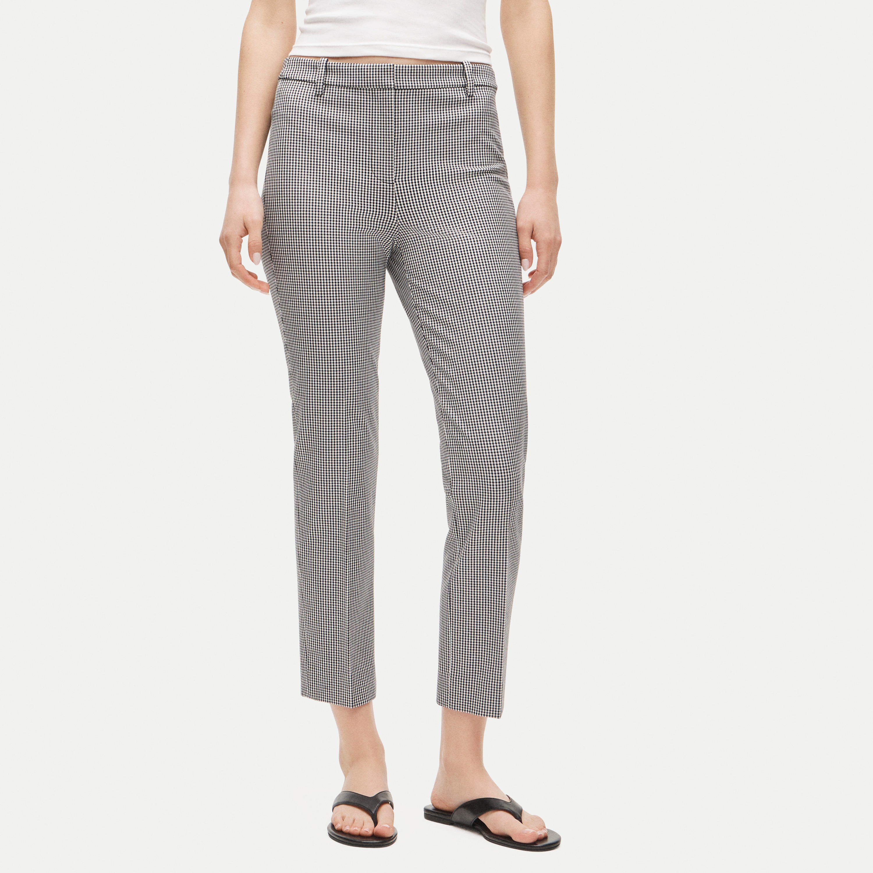 Café capri in gingham bi-stretch cotton blend