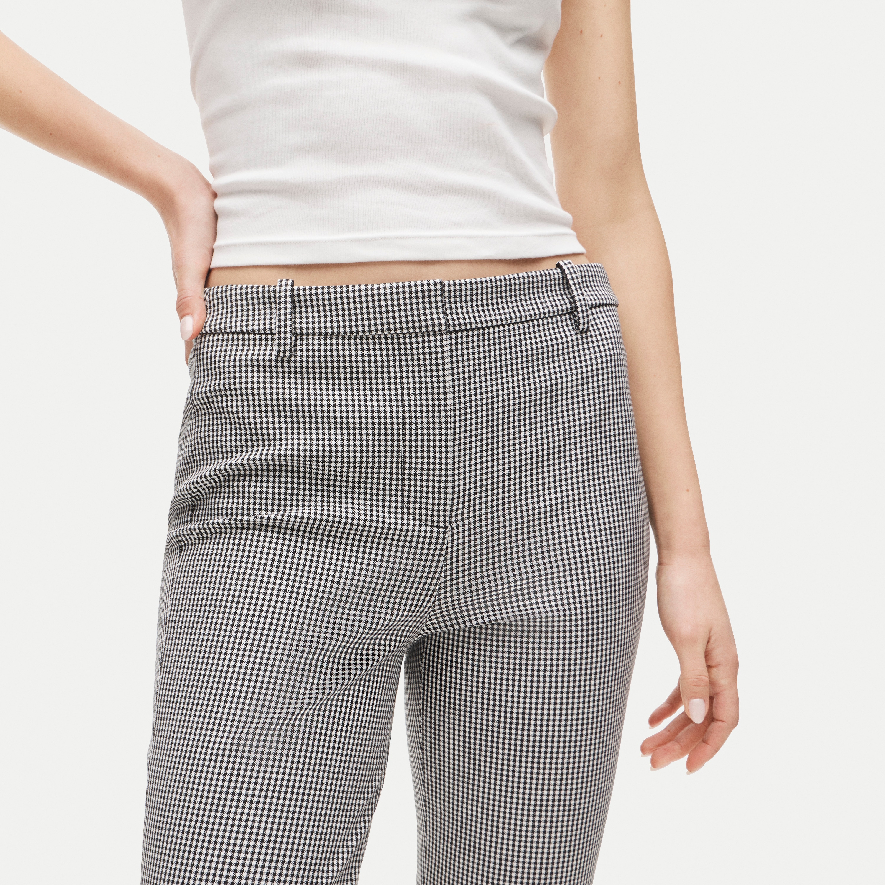 Café capri in gingham bi-stretch cotton blend
