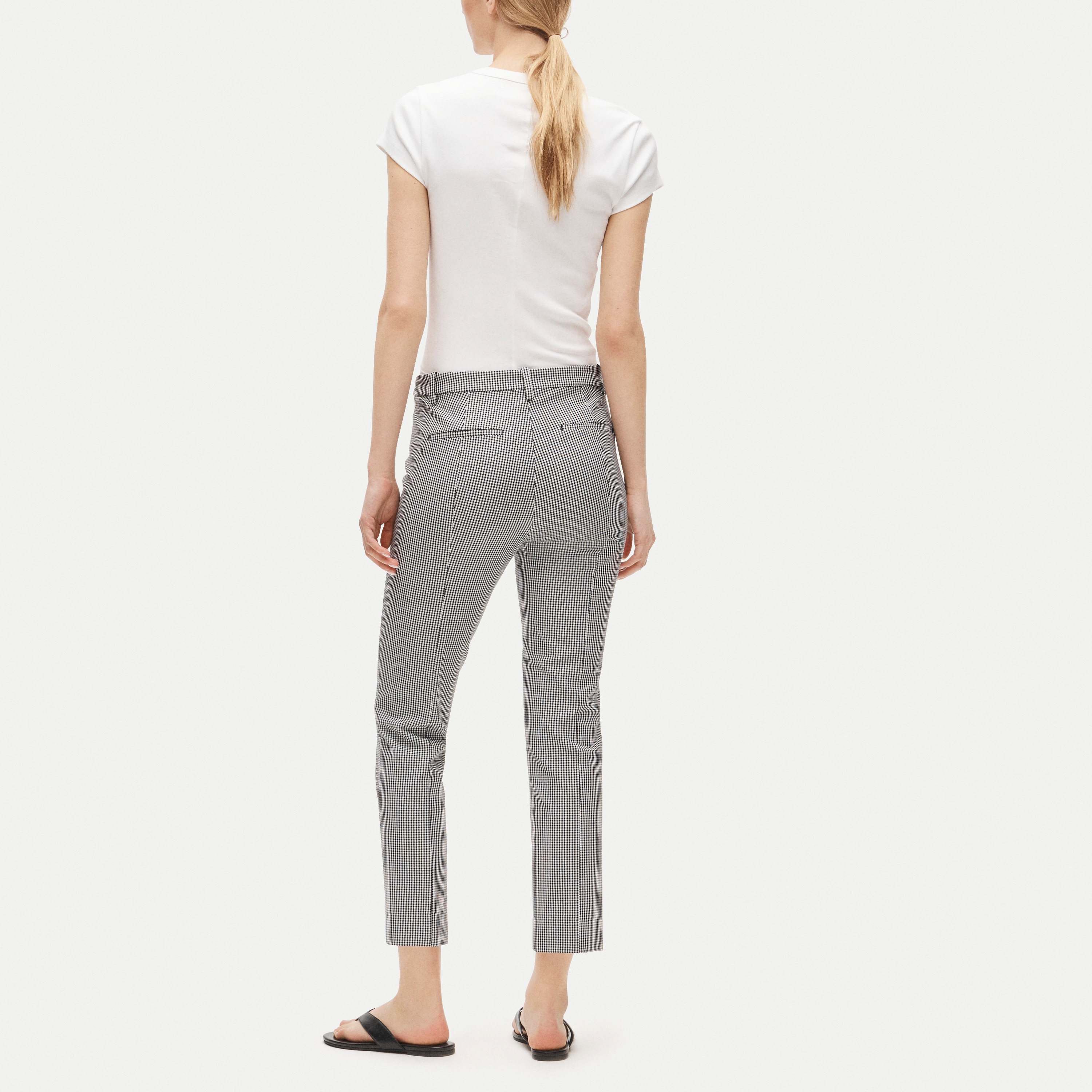 Café capri in gingham bi-stretch cotton blend