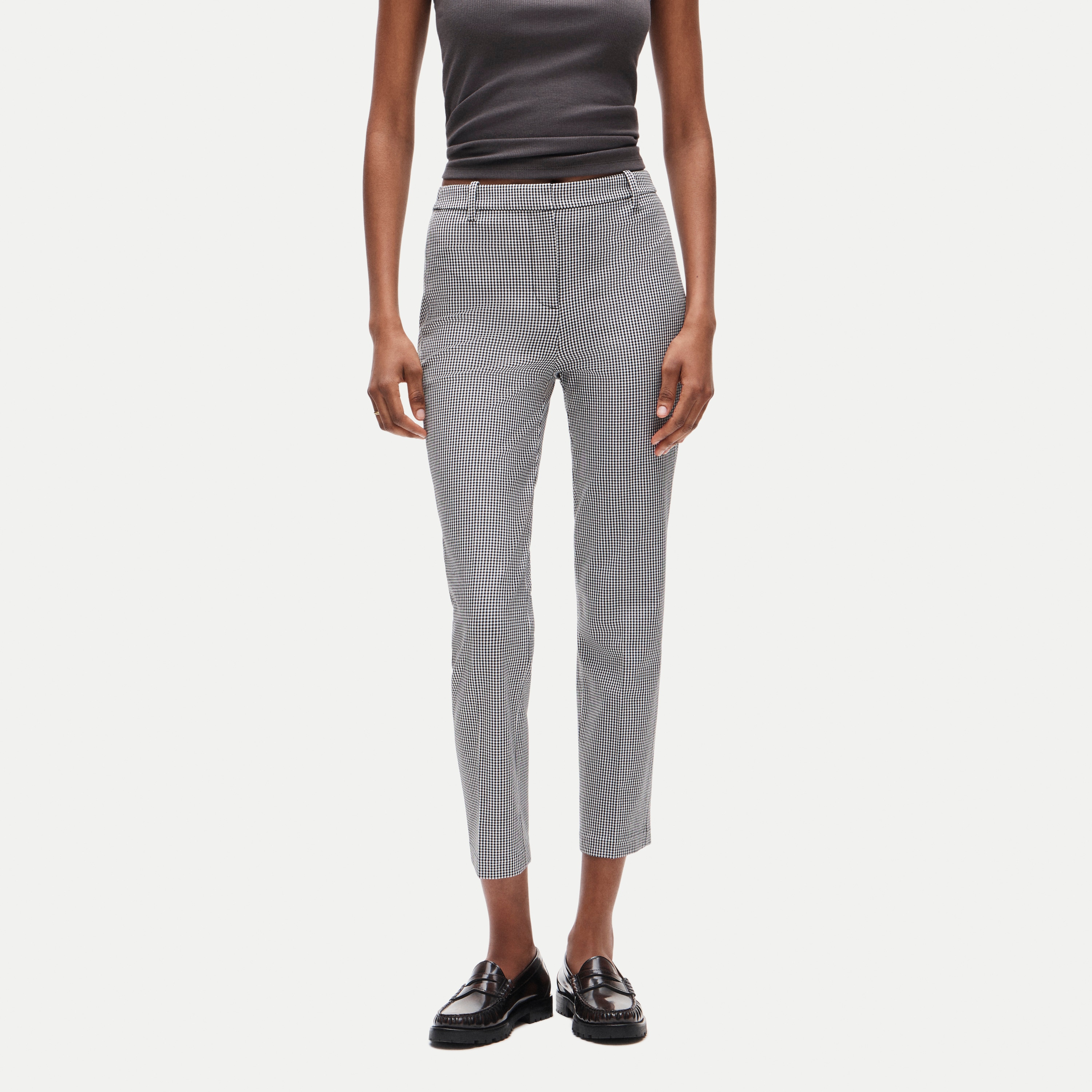 Tall Café capri in gingham bi-stretch cotton blend