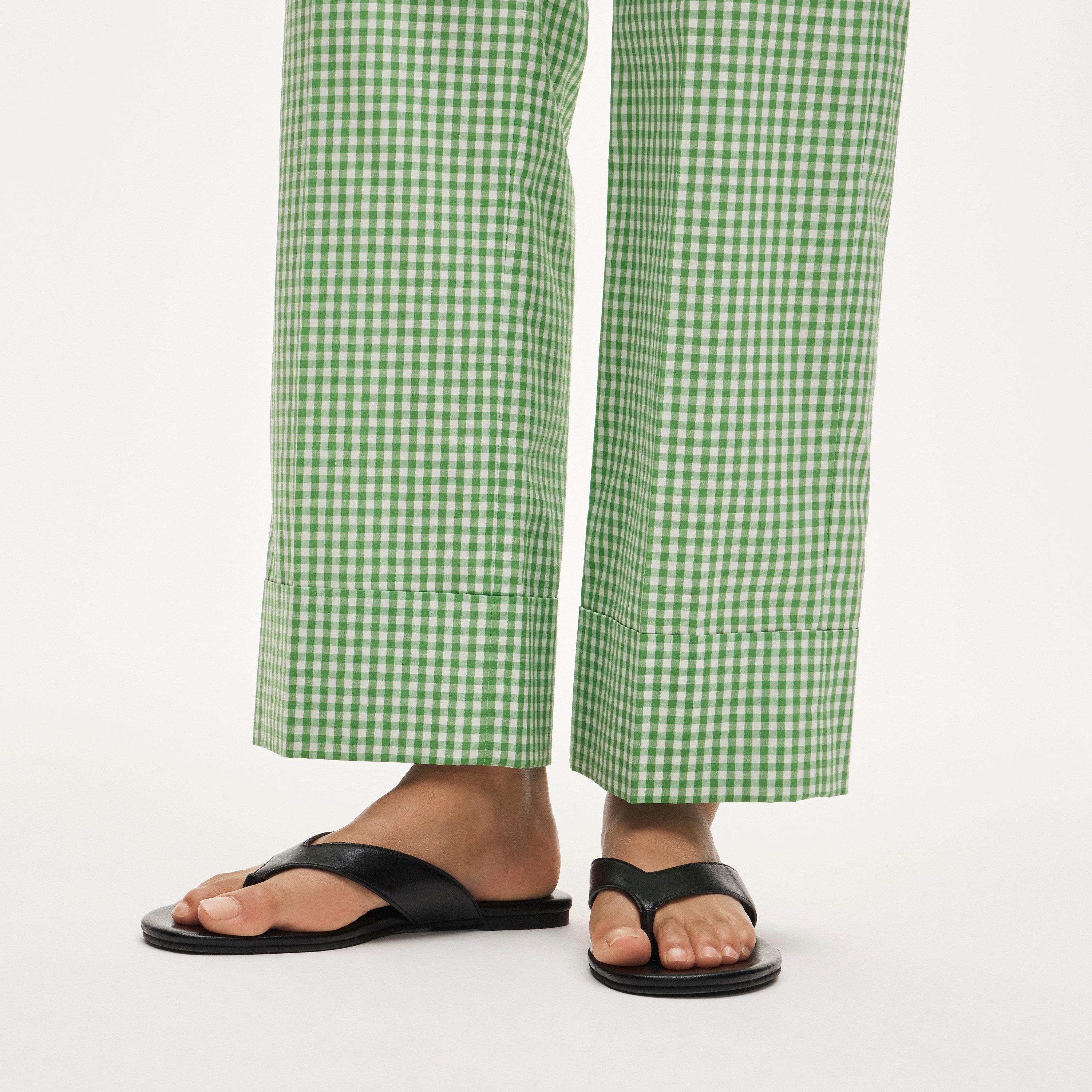 Cuffed gingham taffeta pant
